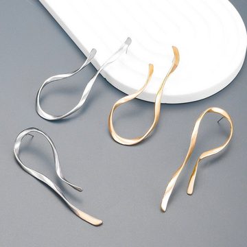 AUKUU Ohrring-Set Einfache Einfache übertriebene asymmetrische lineare Ohrringe, Retro Ohrringe aus gedrehter Legierung für Damen