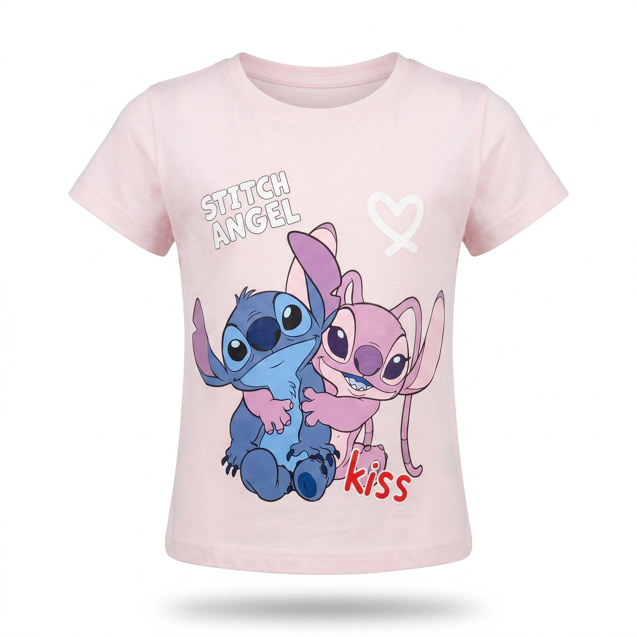 Disney Print-Shirt Disney Stitch Angel Kinder Mädchen T-Shirt Kurzarm Shirt (1-tlg) Gr. 98 bis 128 - 100% Baumwolle