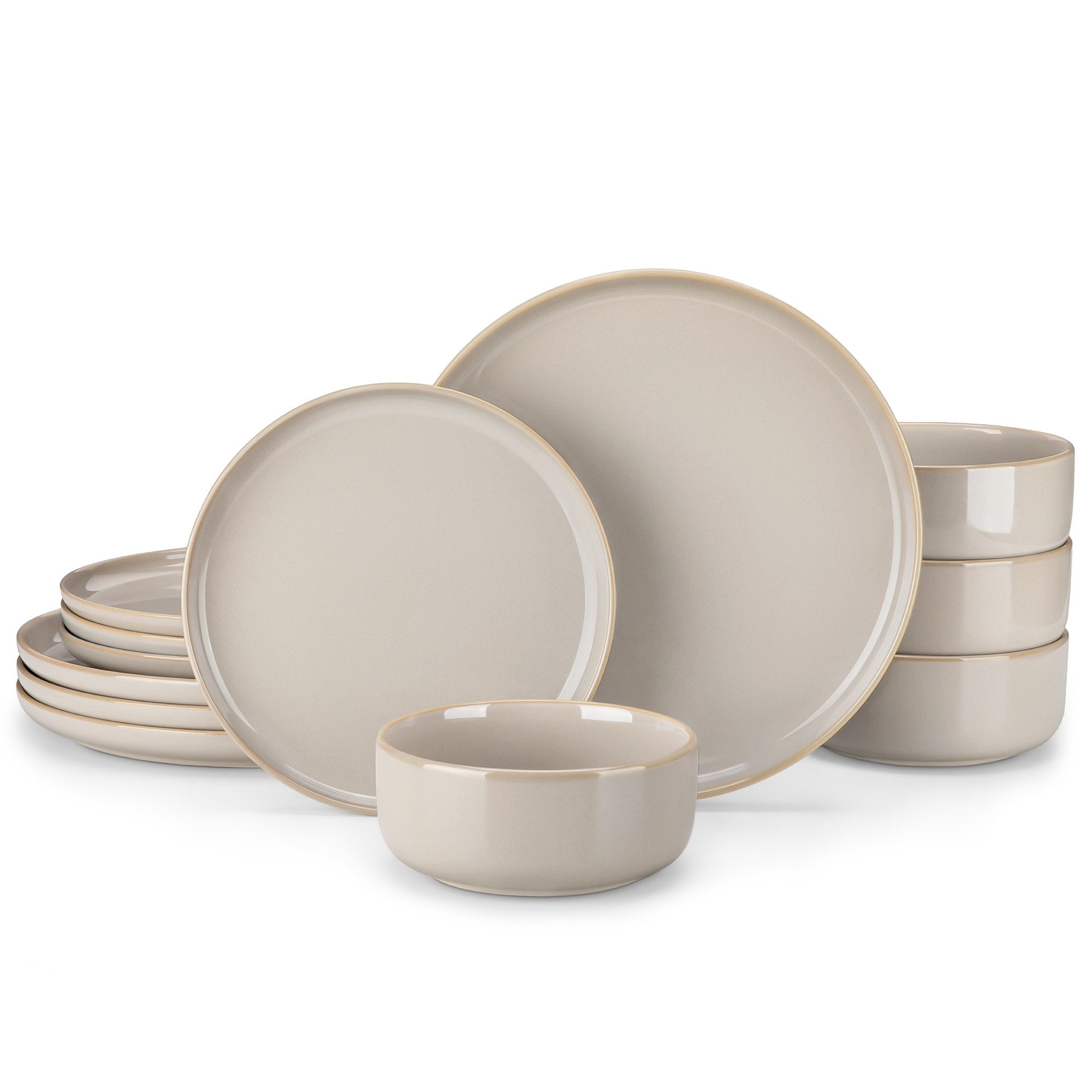 vancasso Geschirr-Set Tafelservice für 4/6, Steingut Geschirrset, Spülmaschinenfest (12-tlg), 4 Personen, Steingut