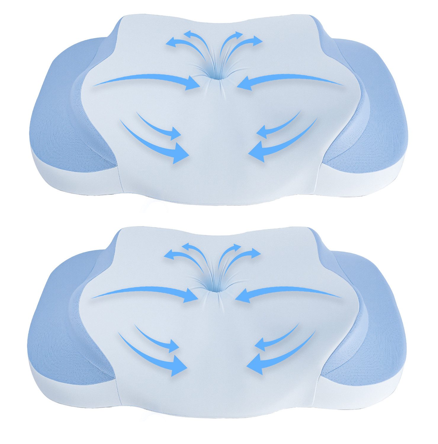 Esun Kopfkissen Nackenstützkissen Orthopädisches Nackenkissen, Memory Foam Kissen, Füllung: Kissenbezug besteht aus 18% Elasthan und 82% Nylon, Rückenschlafer, Bauchschlafer, Seitenschlafer, Set, Schlafkissen, Eisseidenstoff, atmungsaktiv und weich, Ergonomisches, Kissen, Schlafkissen, für Seiten Rücken Bauchschläfer (60x40x11cm)