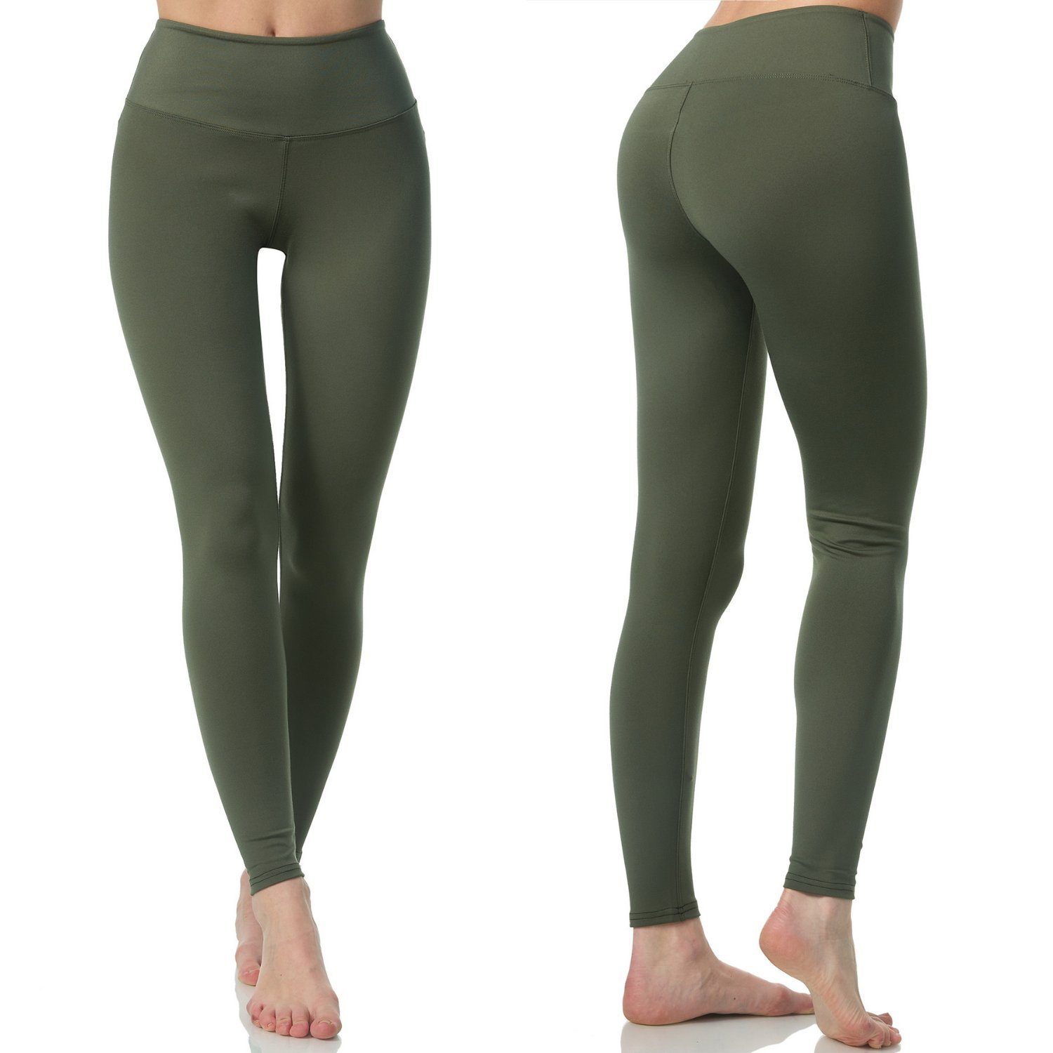 Frentree Leggings für Damen, Lange Sport Leggings, Yoga Hose in vielen Farben, Laufhose mit hohem Komfort, High Waist Oliv