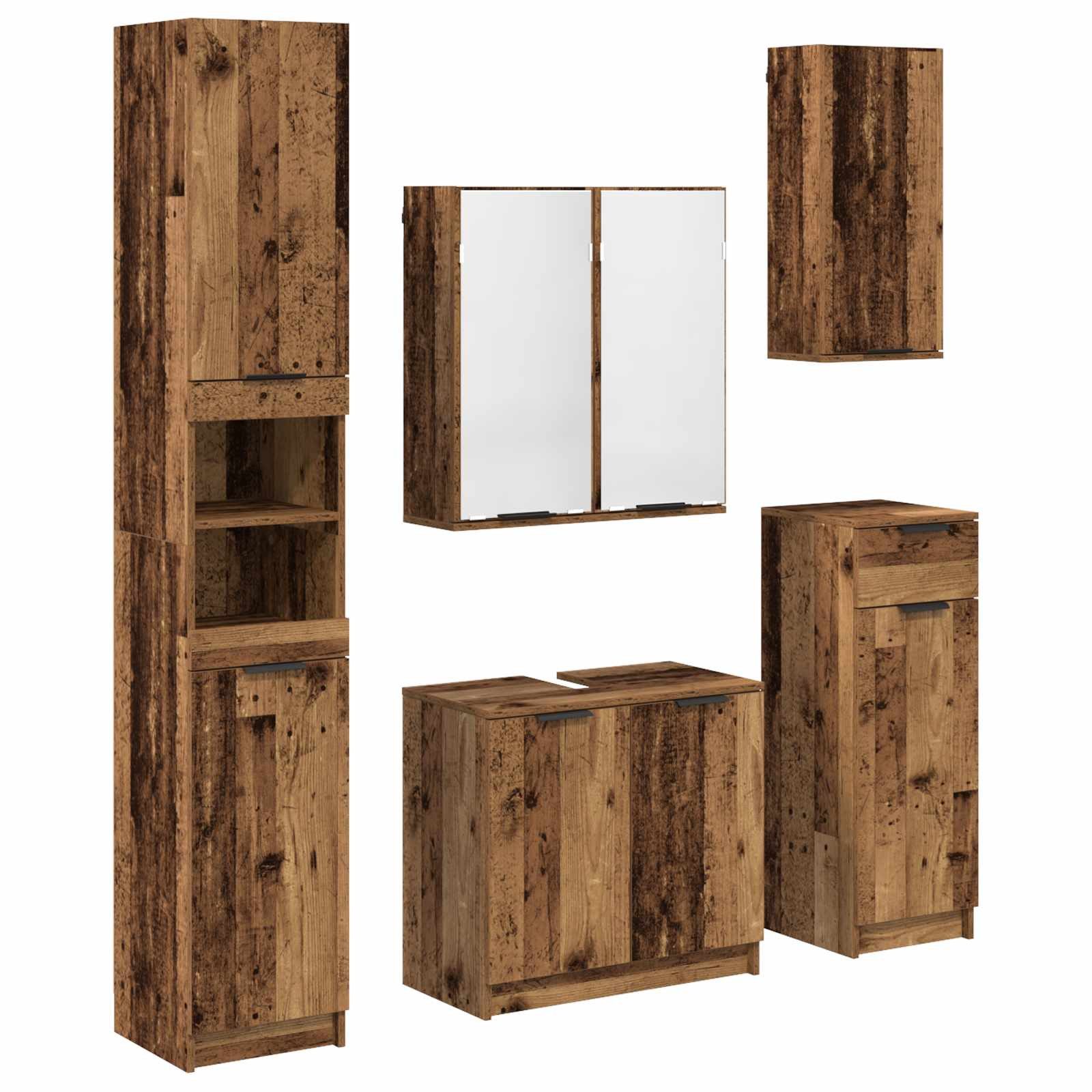vidaXL Badezimmer-Set Badezimmermöbel-Set mit Schubladen 5 pcs Altholz Holz günstig online kaufen