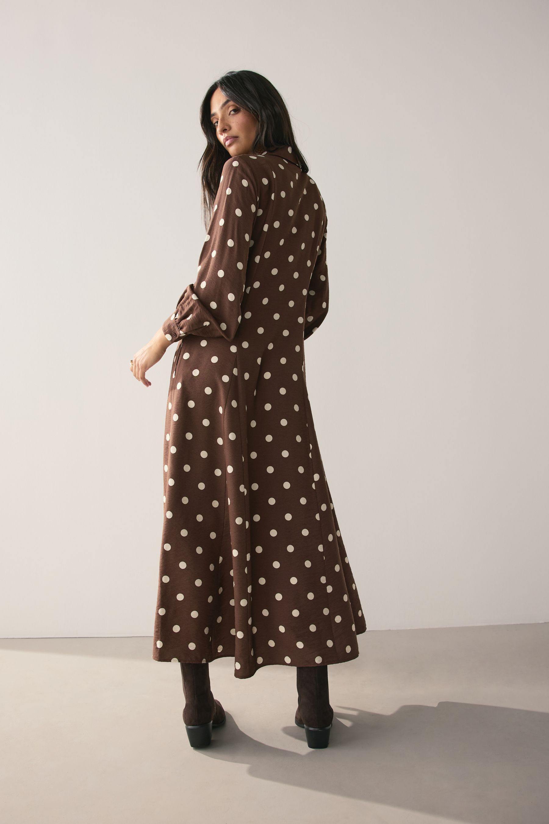 Next Midikleid Langärmeliges Hemdkleid in Midilänge (1-tlg) günstig online kaufen