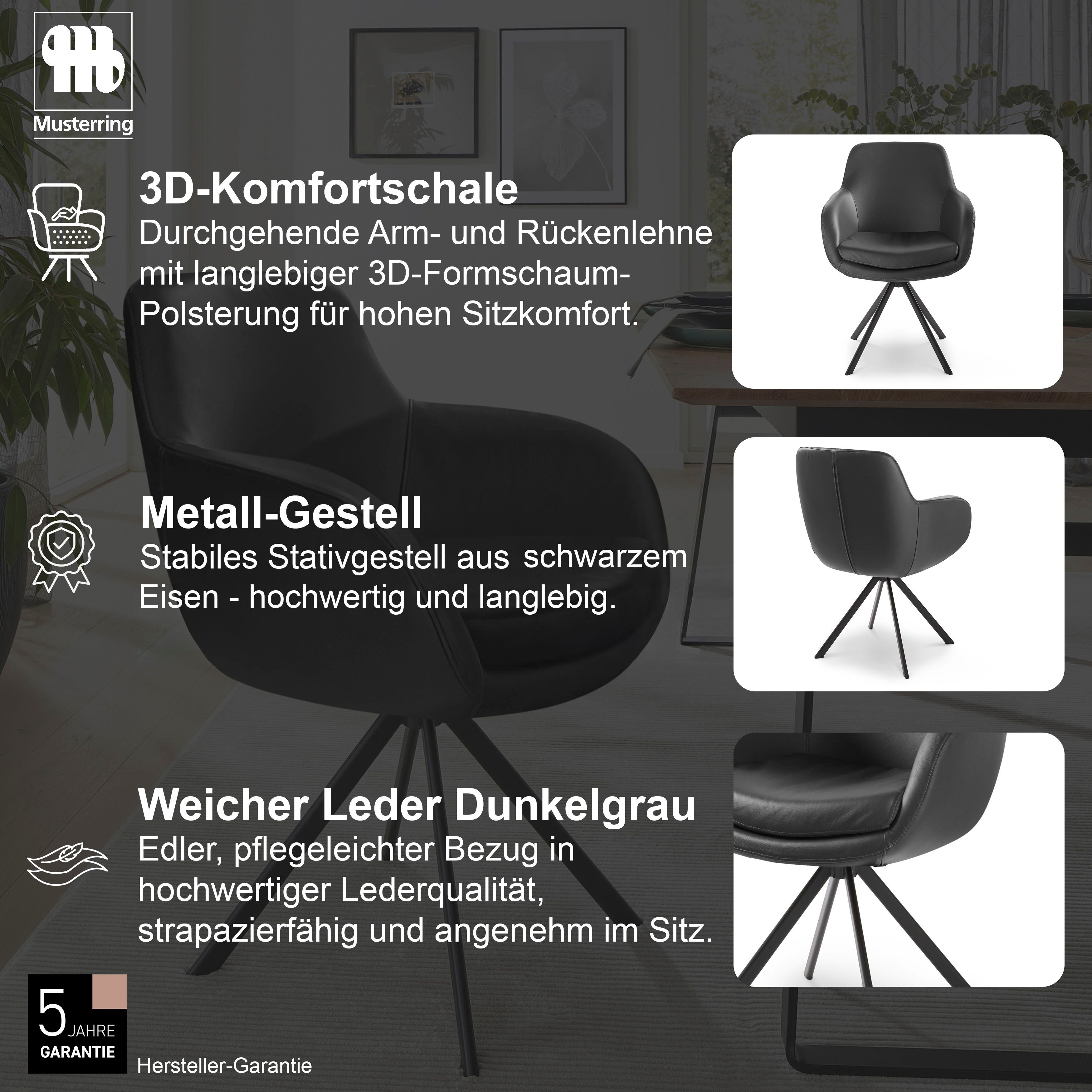 Musterring Esszimmerstuhl Tavia (Set, 2 St), Stativgestell Eisen schwarz, Drehfunktion optional, diverse Farben