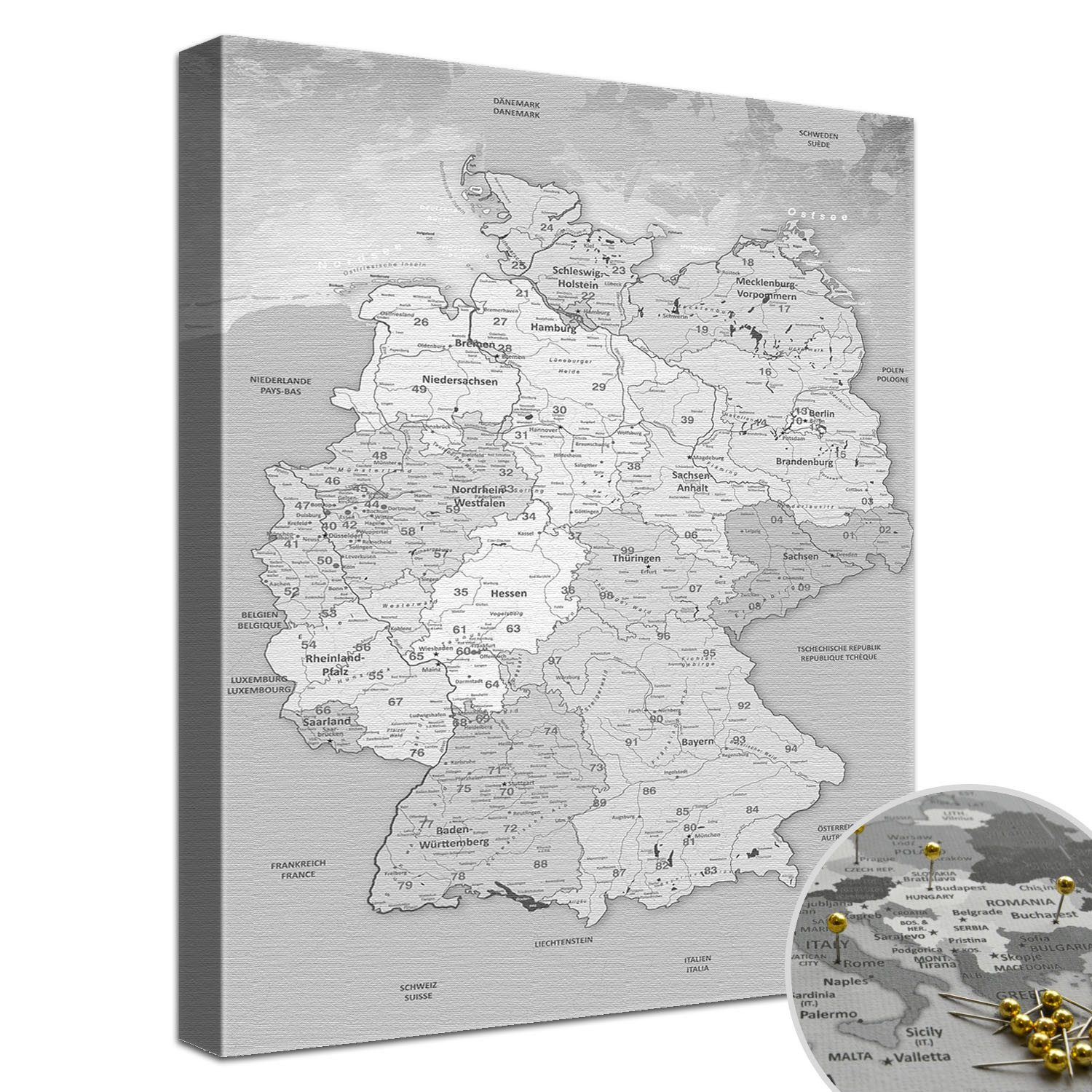 LANA KK Leinwandbild Deutschlandkarte Pinnwand zum günstig online kaufen