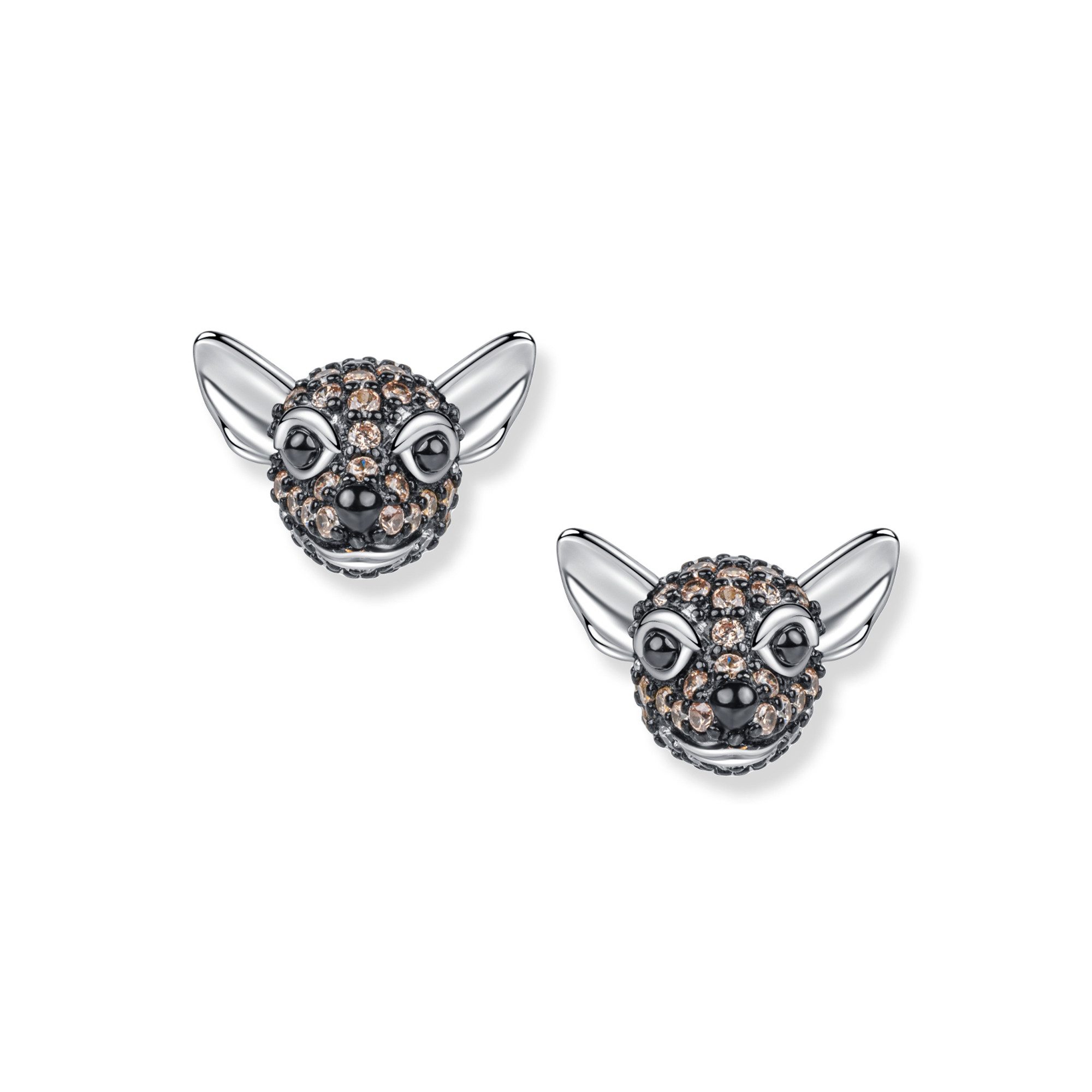 Seinerzeit FLORA & FAUNA Paar Ohrstecker Nicki Hunde Ohrringe, Material: 925 Sterling Silber, rhodiniert, geschwärzt