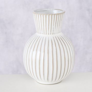 BOLTZE Dekovase "Deborah" aus Keramik (Steingut) in cremeweiß, Vase Blumenvase