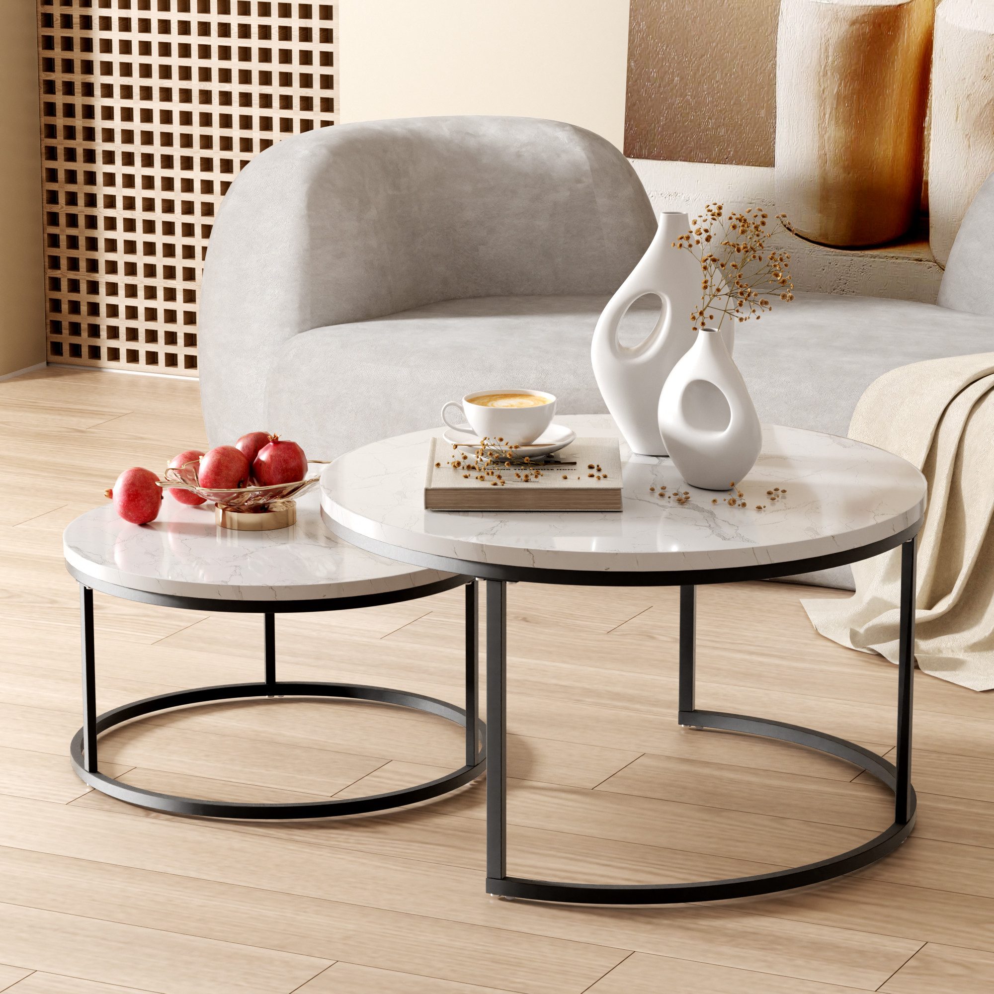 HAUSS SPOLE Couchtisch 2er Set Satztisch Beistelltisch MDF-Tischplatte, mit günstig online kaufen