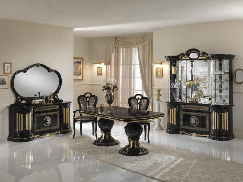 JVmoebel Esstisch, Klassischer Design Esstisch Tisch Italienische Stil Möbel Tische Schwarz Gold