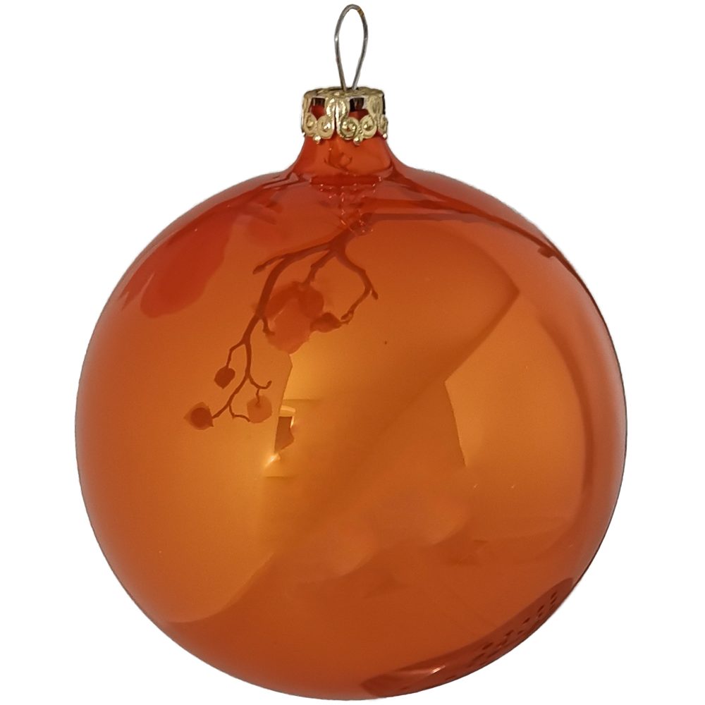 Thüringer Glasdesign Weihnachtsbaumkugel Weihnachtskugel-Set orange mundgeblasen St), (6