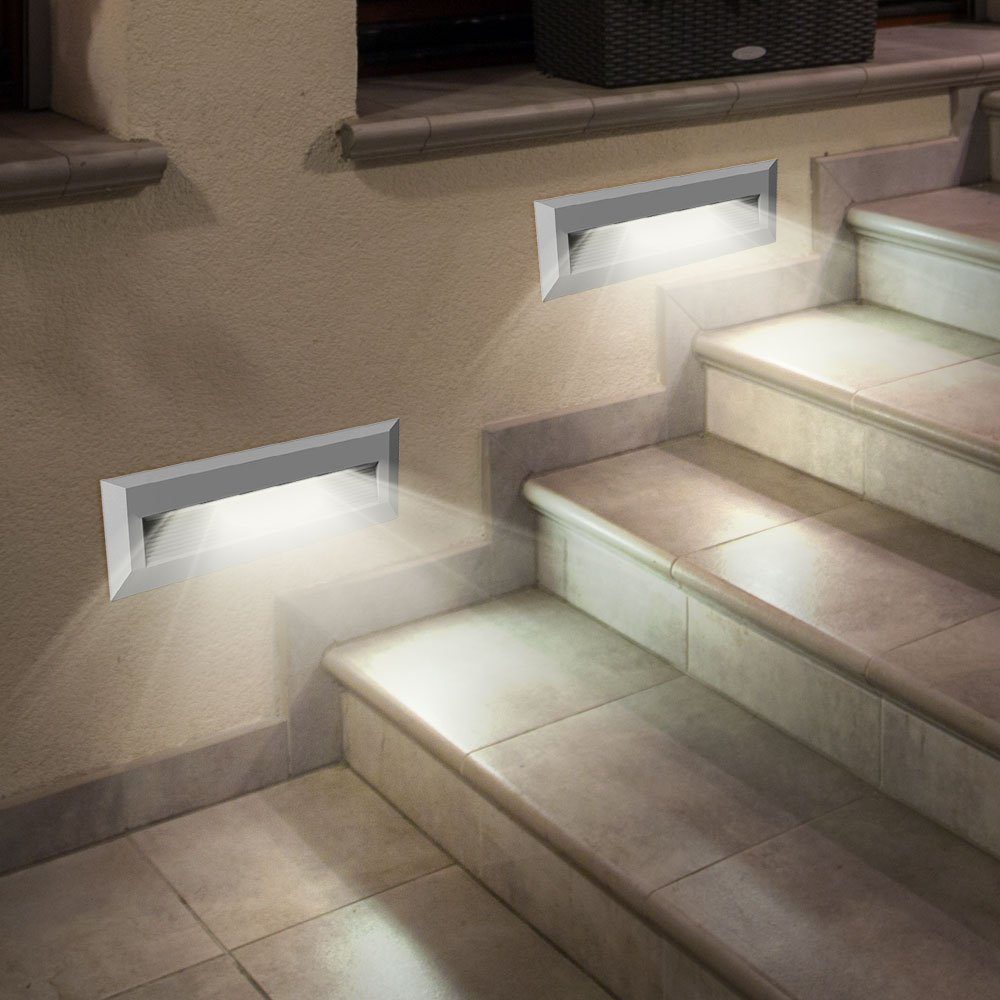 LED-Leuchtmittel Außen Stufenbeleuchtung etc-shop Stufenlampe Neutralweiß, fest Einbaustrahler, verbaut, LED Garten