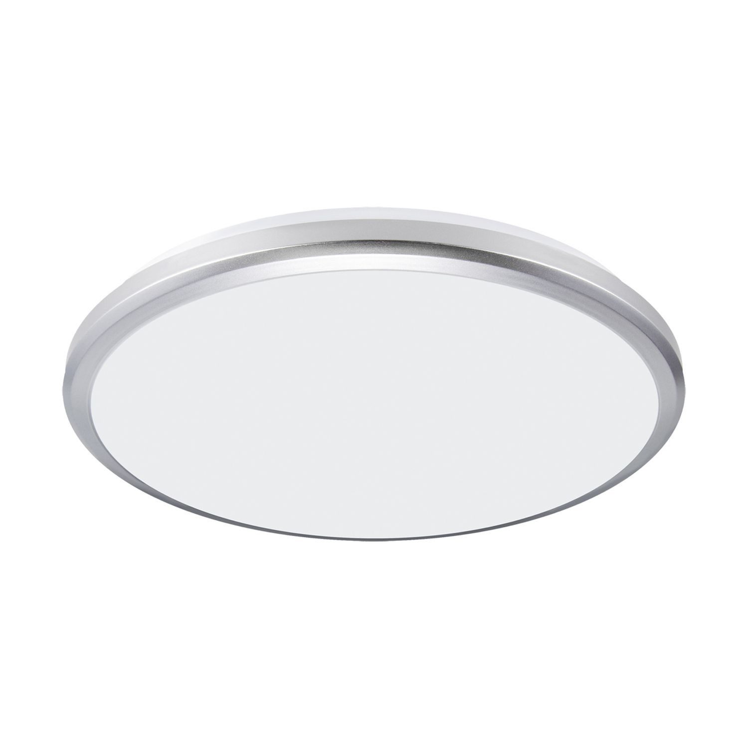 Licht-Erlebnisse Außen-Deckenleuchte LAURA, LED, Neutralweiß, LED in Silber Weiß IP54 4200 K 1980 lm Ø 26,5 cm Hof Haus LAURA