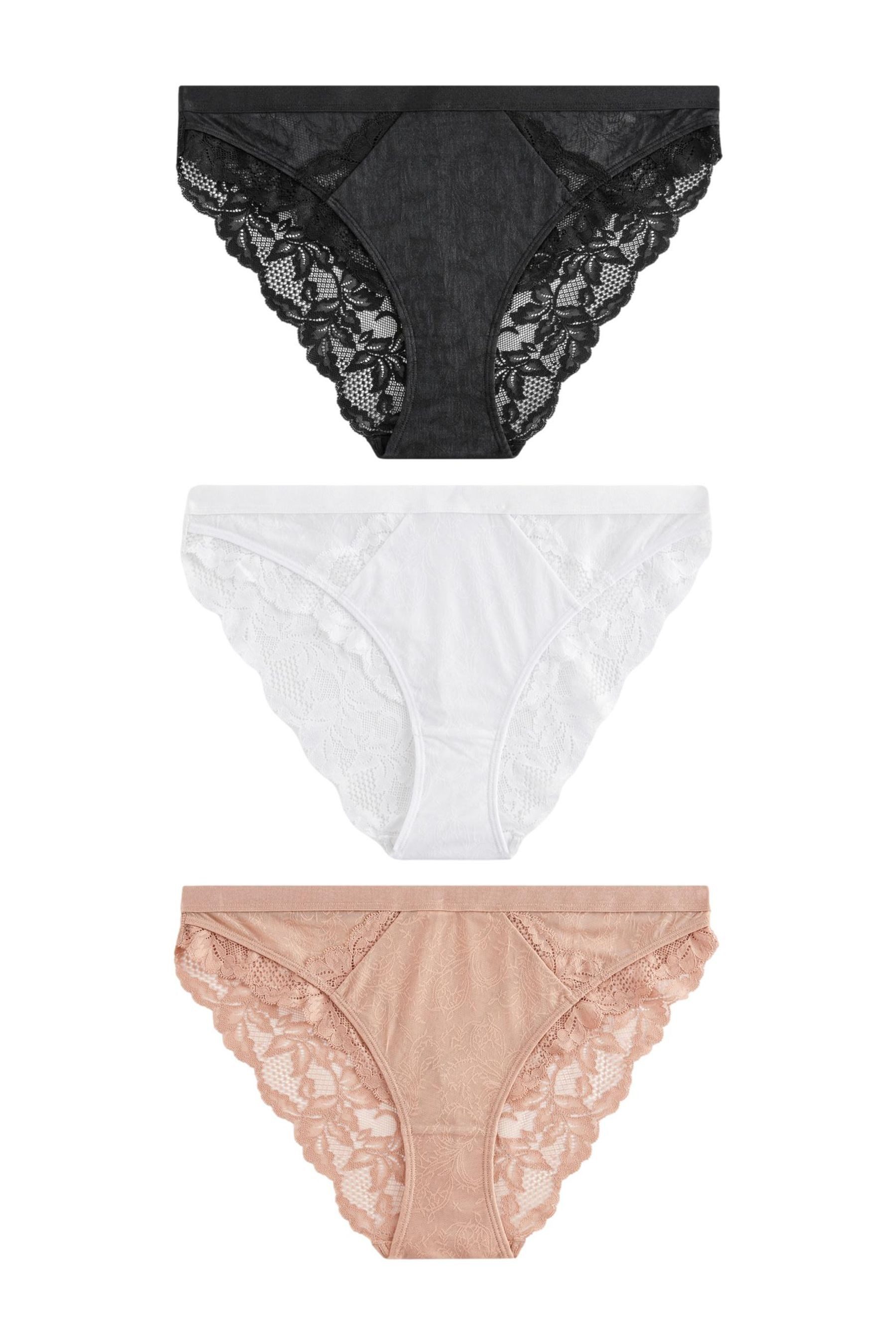 Slip 3er-Pack Slips mit Spitze und hohem Bein
