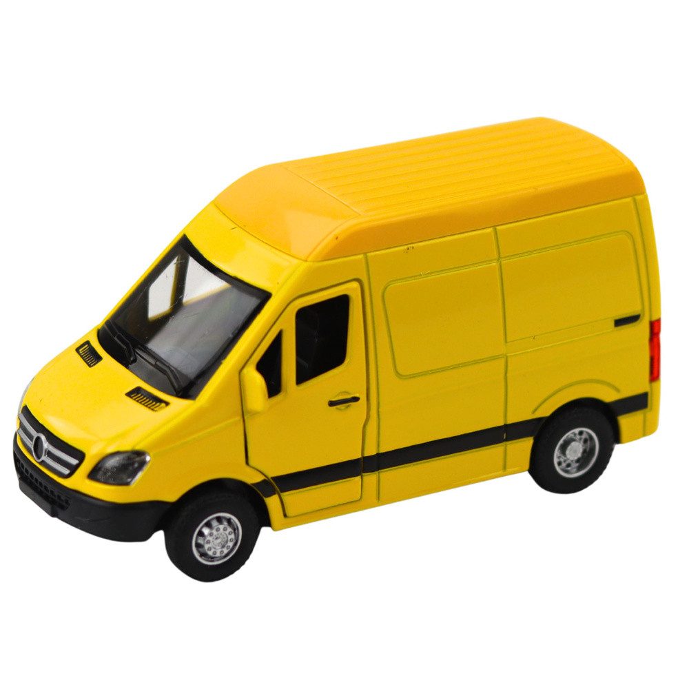 LEAN TOYS Spielzeug-Auto Lieferwagen Transporter Modellfahrzeug, (Spar-Set, 1-tlg., 12,5x6,5x5,5 cm robust), Rückzugantrieb, Licht & Sound, Türen öffnen