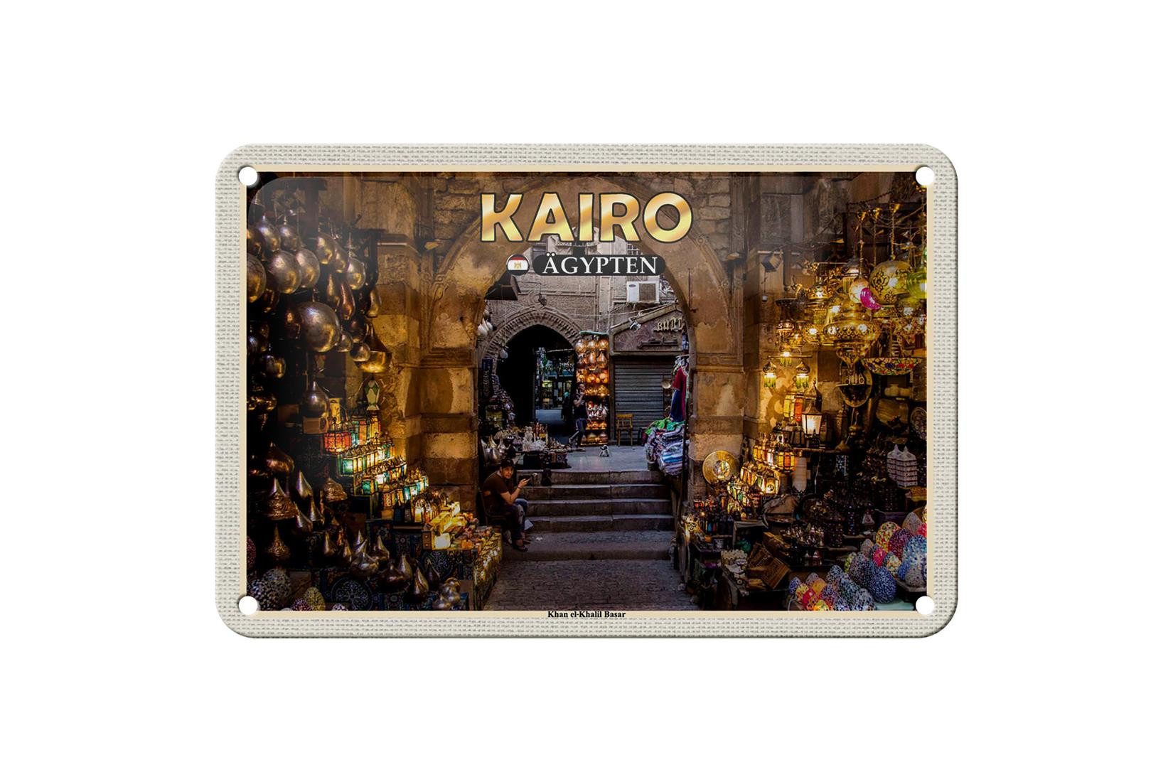 Metallschild Reise 18x12cm Kairo Ägypten Khan el-Khalil Basar Schild