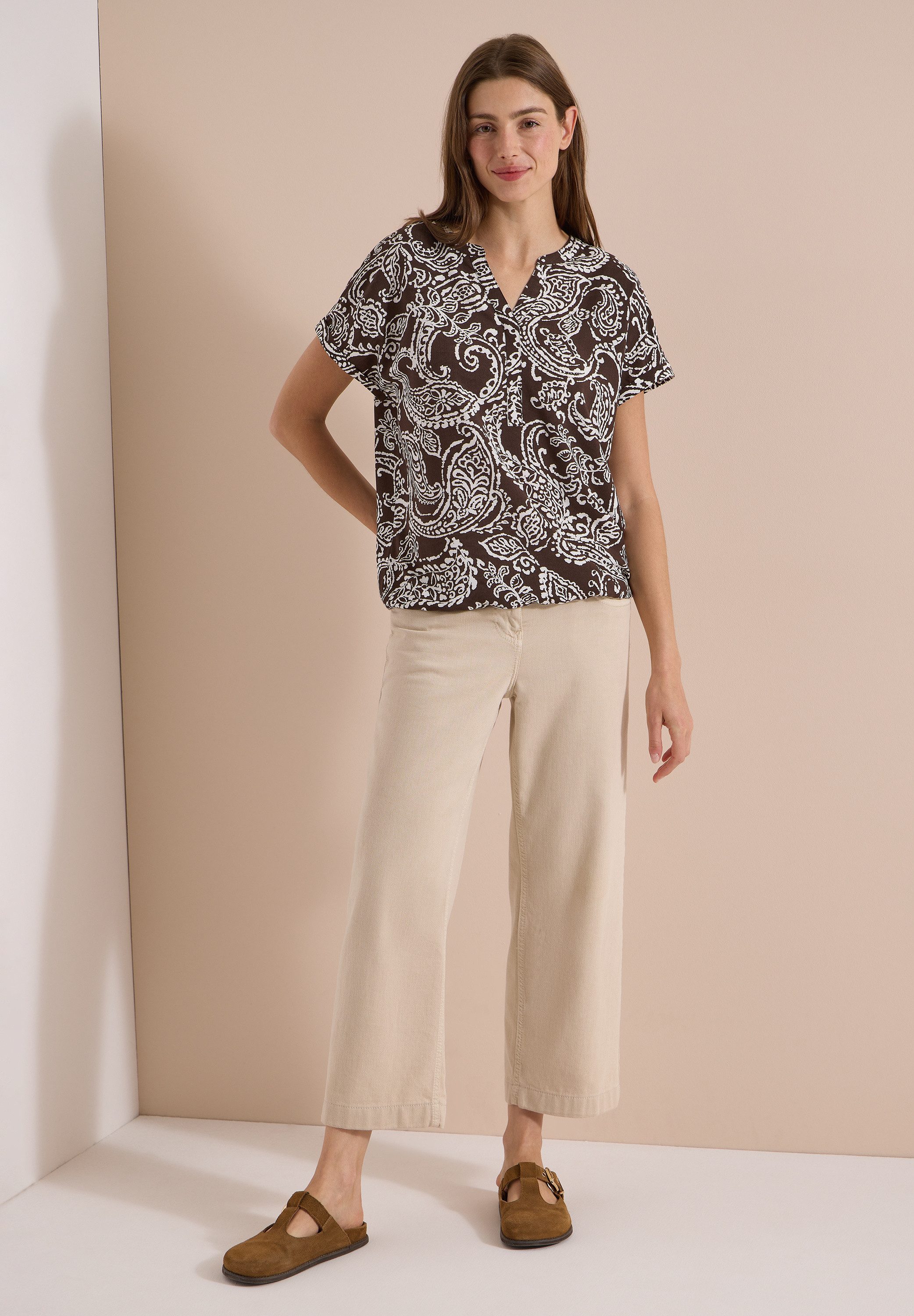 CECIL Kurzarmbluse mit allover Print