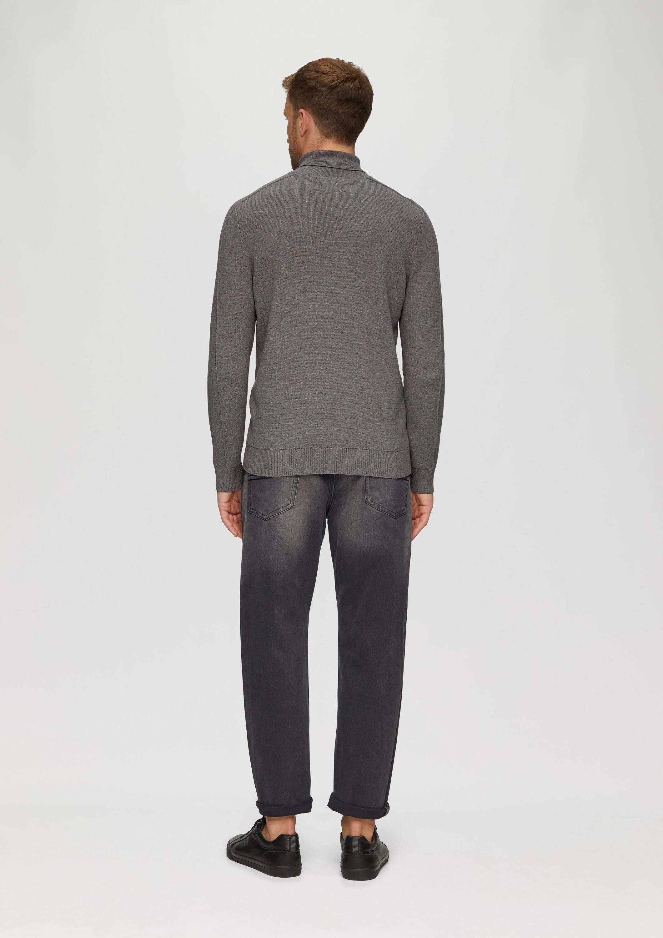 s.Oliver Longpullover Strickpullover Strukturierter Rollkragenpullover mit Naht-Details
