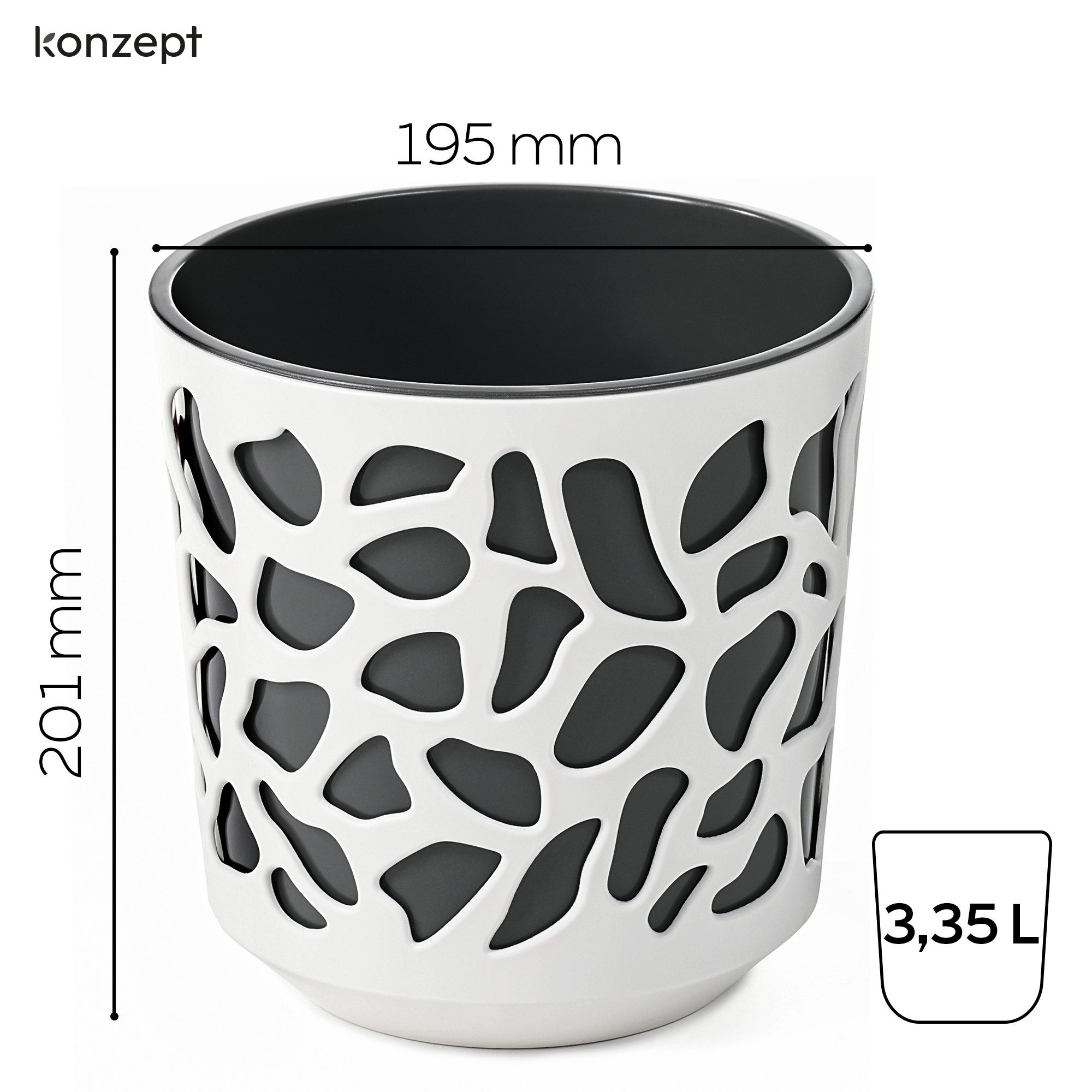 KONZEPT Blumentopf großer Übertopf aus Kunststoff für Zimmerpflanzen (1 St., 19 oder 25 cm im Durchmesser), ideal für Wohnzimmer, Küche und Balkon – Bild 4 von 5