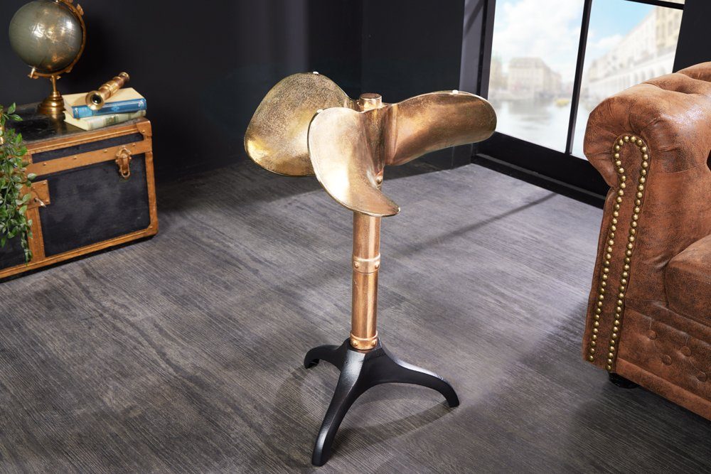 H73cm Design-Tisch ELICA Beistelltisch gold-schwarz LebensWohnArt Maritimer Esstisch