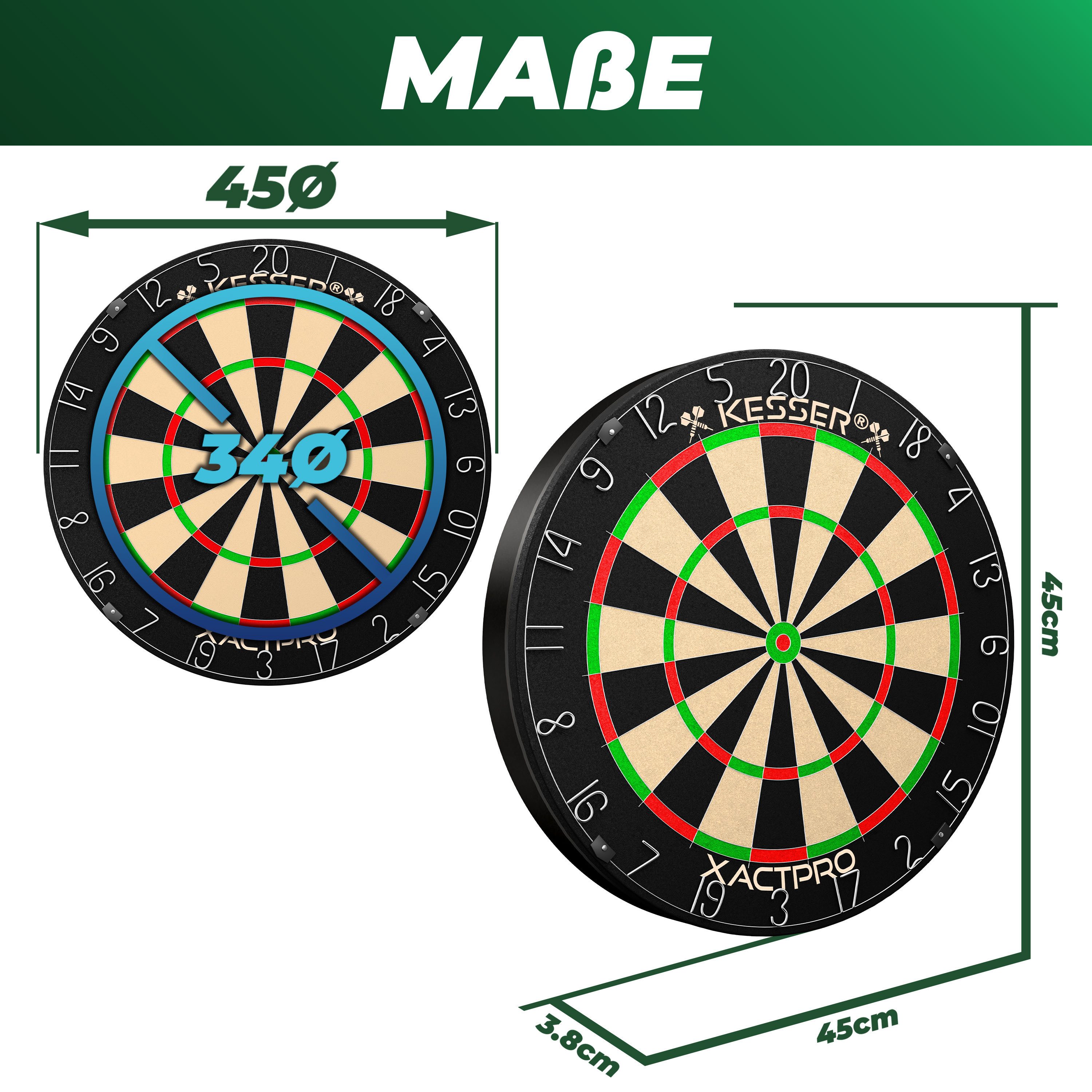 KESSER Dartscheibe Classic 45cm, Dartscheibe Sisal mit Dartpfeile Professional Dartboard