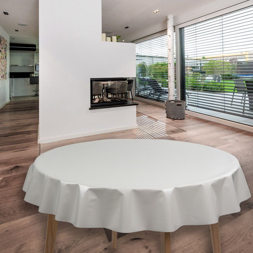 laro Tischdecke Wachstuch-Tischdecken Uni Weiß Rund 140cm günstig online kaufen