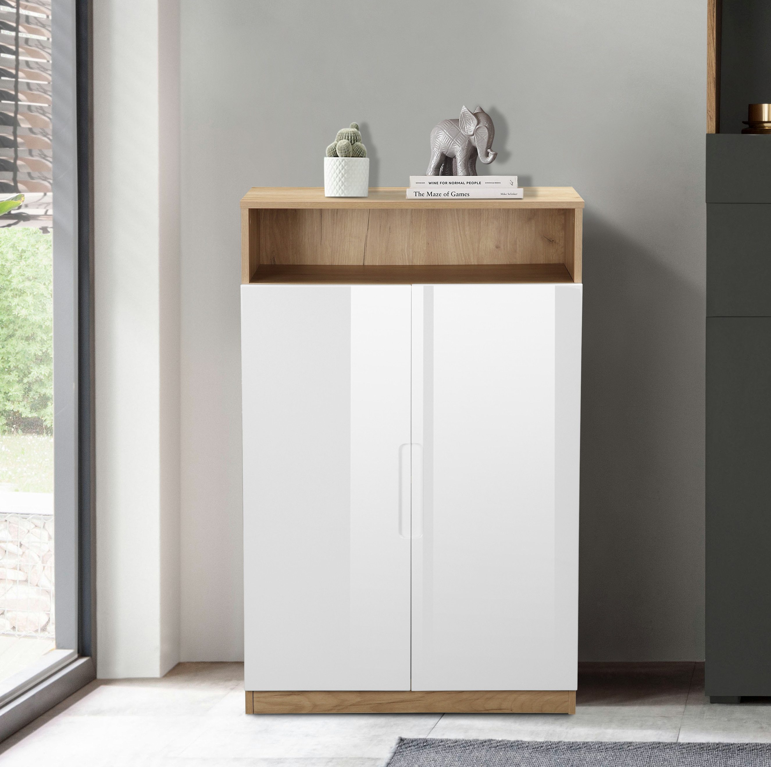 andas Aktenschrank Lund mit Griffmulden & Hochglanzfronten, Aktenordnerhöhe günstig online kaufen