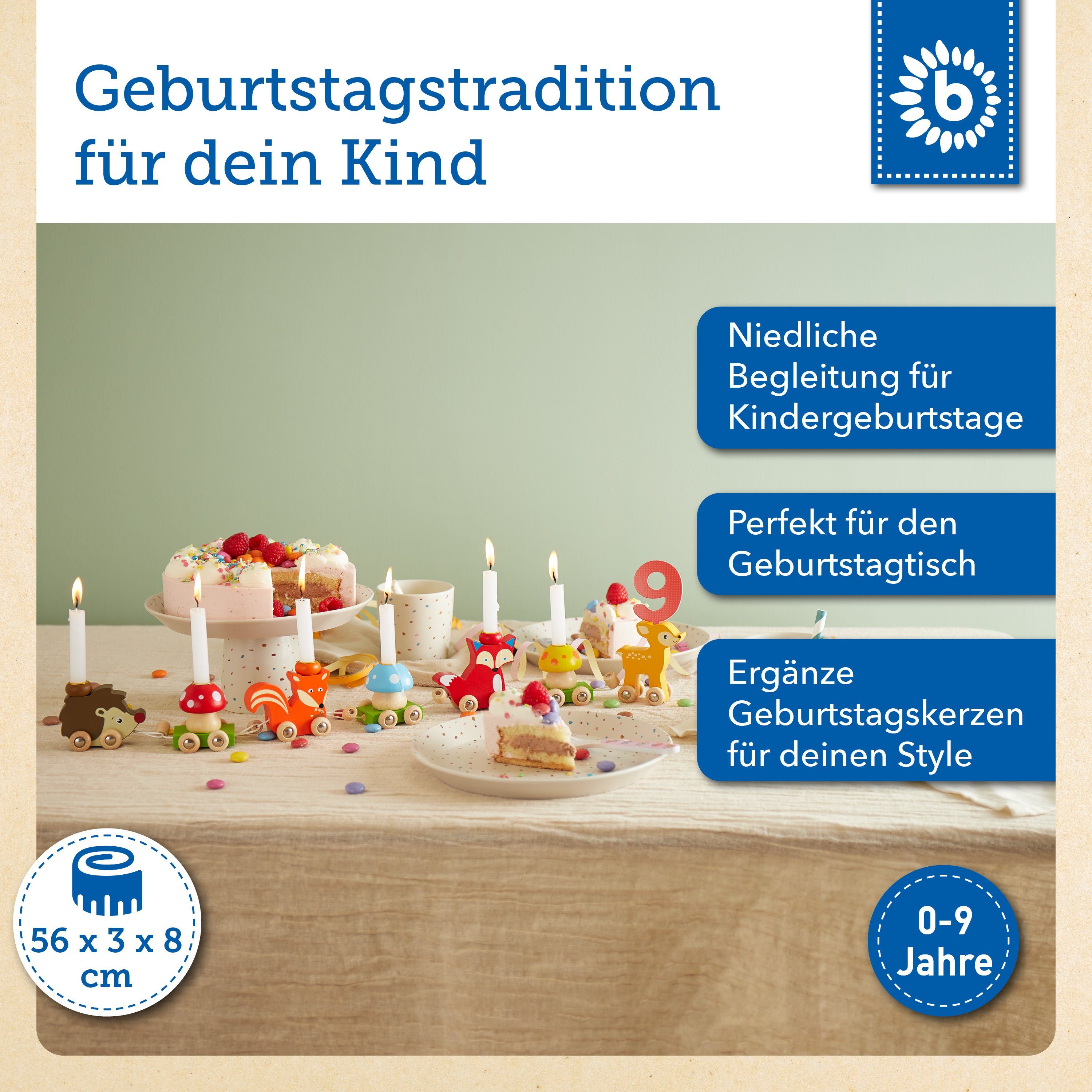 BIECO Kerzenhalter Bieco Holz Geburtstagszug Waldtiere mit Zahlen 0 - 9 Jah günstig online kaufen