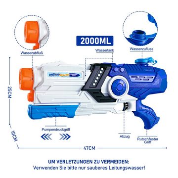 Homewit Wasserpistole 2000ML Wassertank mit großer Reichweite für Kinder und Erwachsene (Set, 1-tlg), Sommerfest Spielzeug im Freien für Kinder und Erwachsene Strandpool