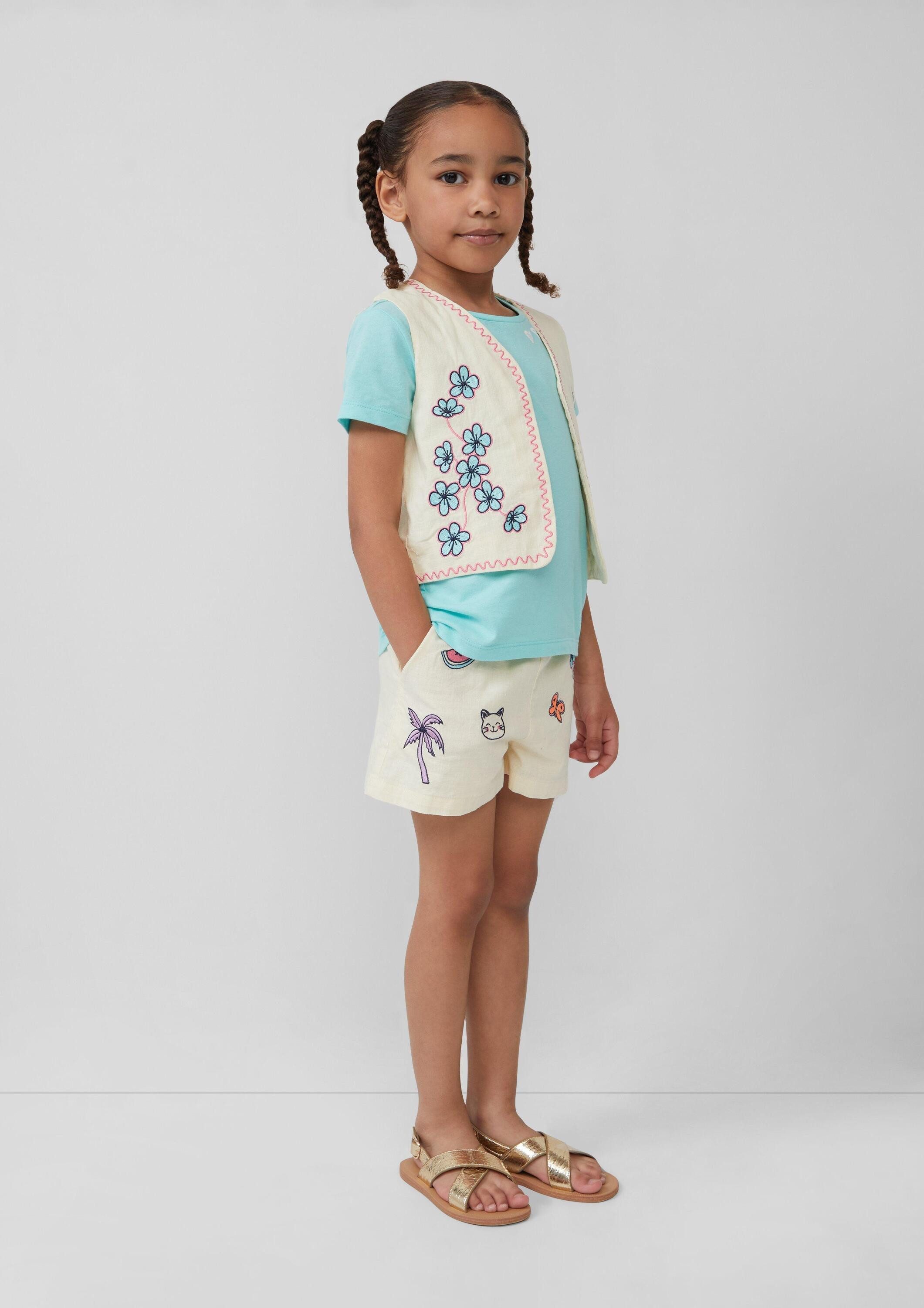 s.Oliver Funktionsweste Indoor-Weste Verkürzte Weste mit Stickerei in Leinenoptik