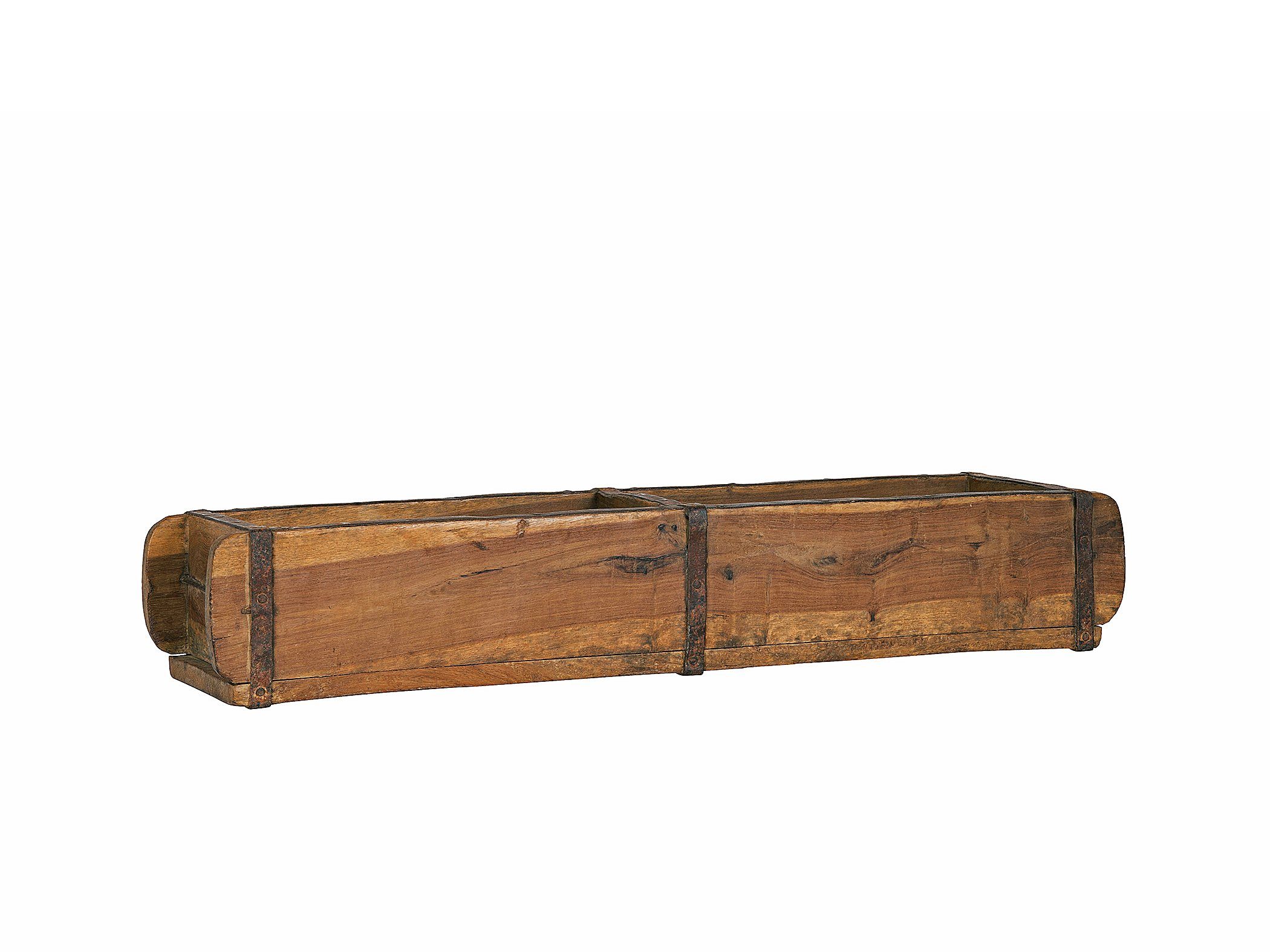 BigDean Holzkiste Alte Ziegelform 57x15x9,5 cm Zweikammer Vintage mit Metallbeschlägen (Packung, 1 St., 1 stk), Aufbewahrungs und Deko Holzkiste in Handstrichziegel Form