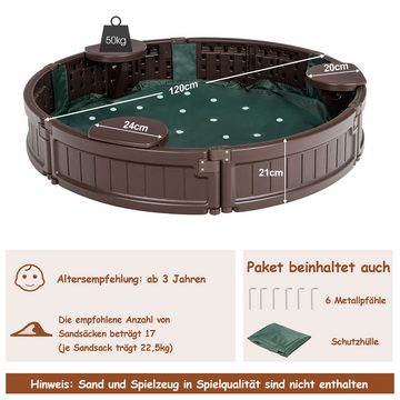 COSTWAY Sandkasten Sandbox, Sandkiste, mit wasserdichtem Deckel