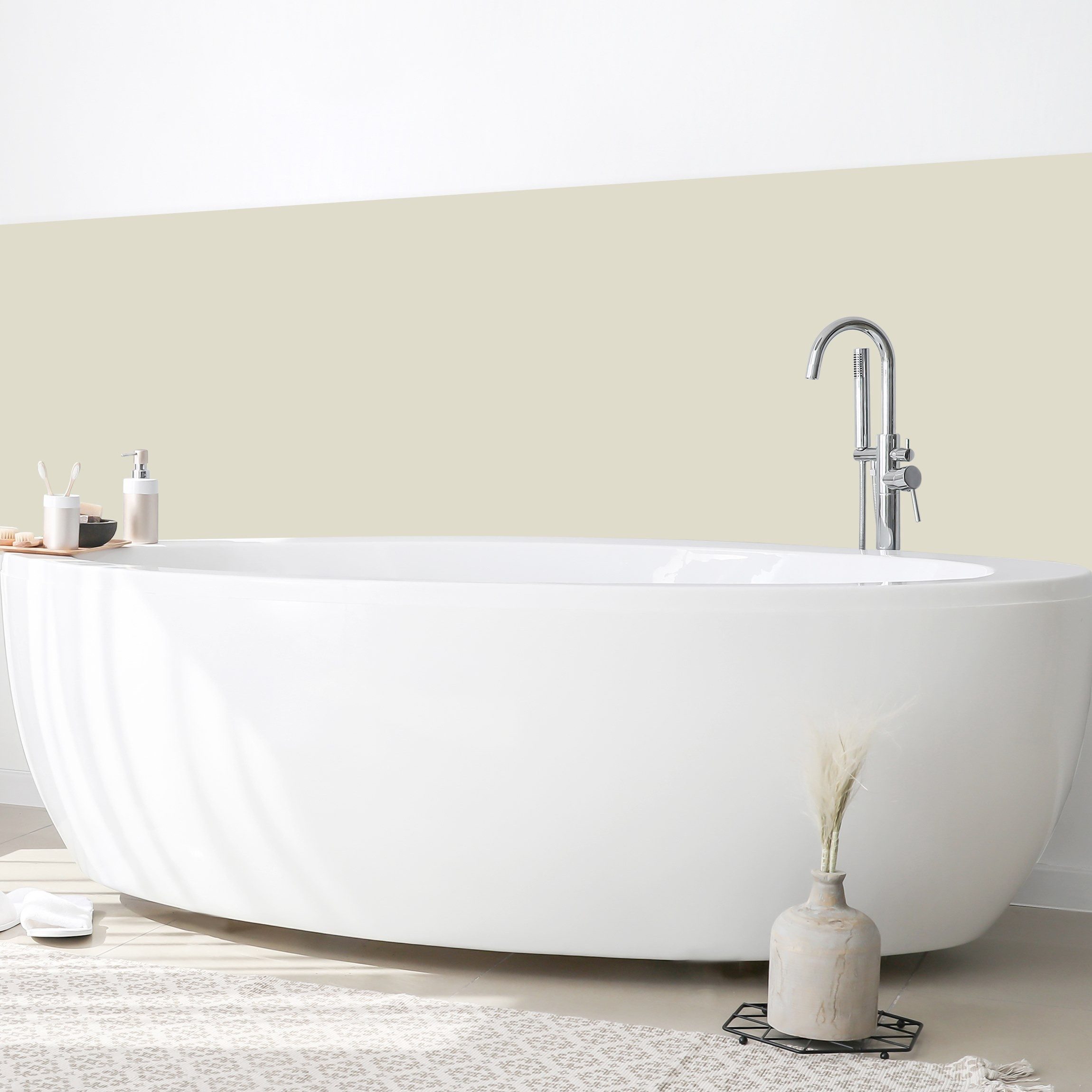 Bilderdepot24 Badrückwand beige fugenlose Wandverkleidung Bad Unifarben, (Hartfolie matt » Selbstklebend SMART 0,35 mm), wasserfestes Wandpaneel Precious Popcorn