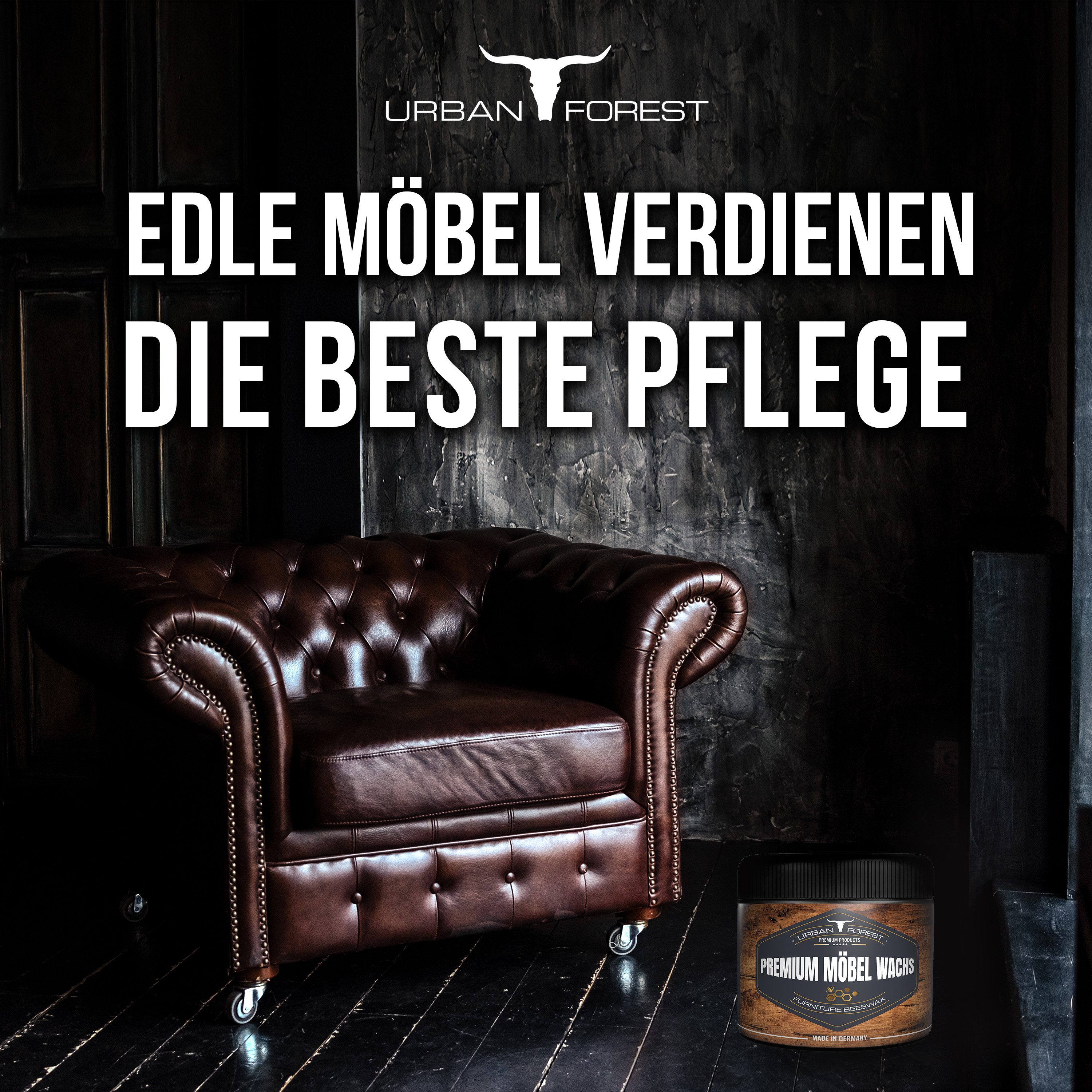 URBAN FOREST SET Möbelpolitur 500ml + Möbelwachs 250ml + Schwamm Holzreiniger (3-St)