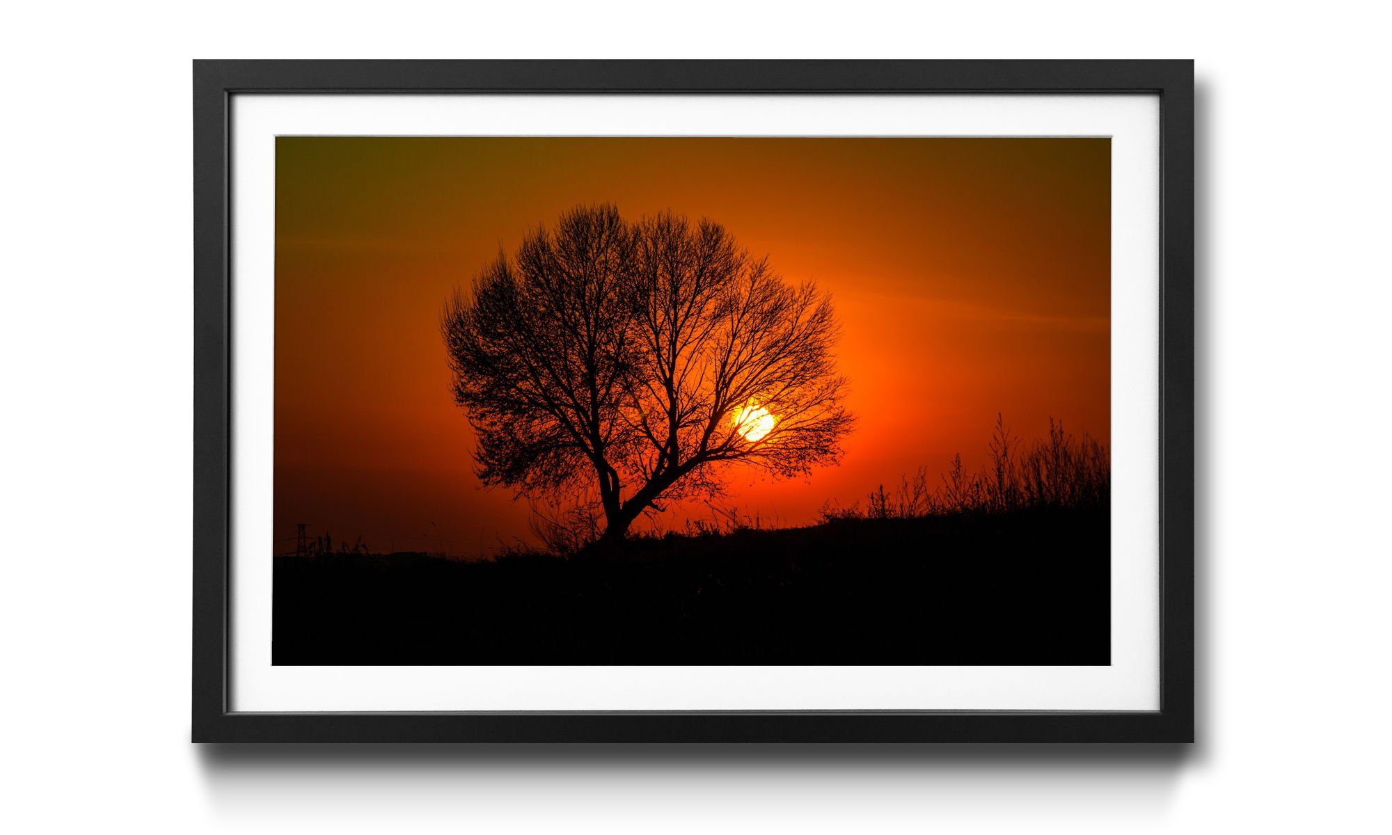 WandbilderXXL Bild mit Rahmen Red Sunset, Sonnenuntergang, Wandbild, in 4 Größen erhältlich