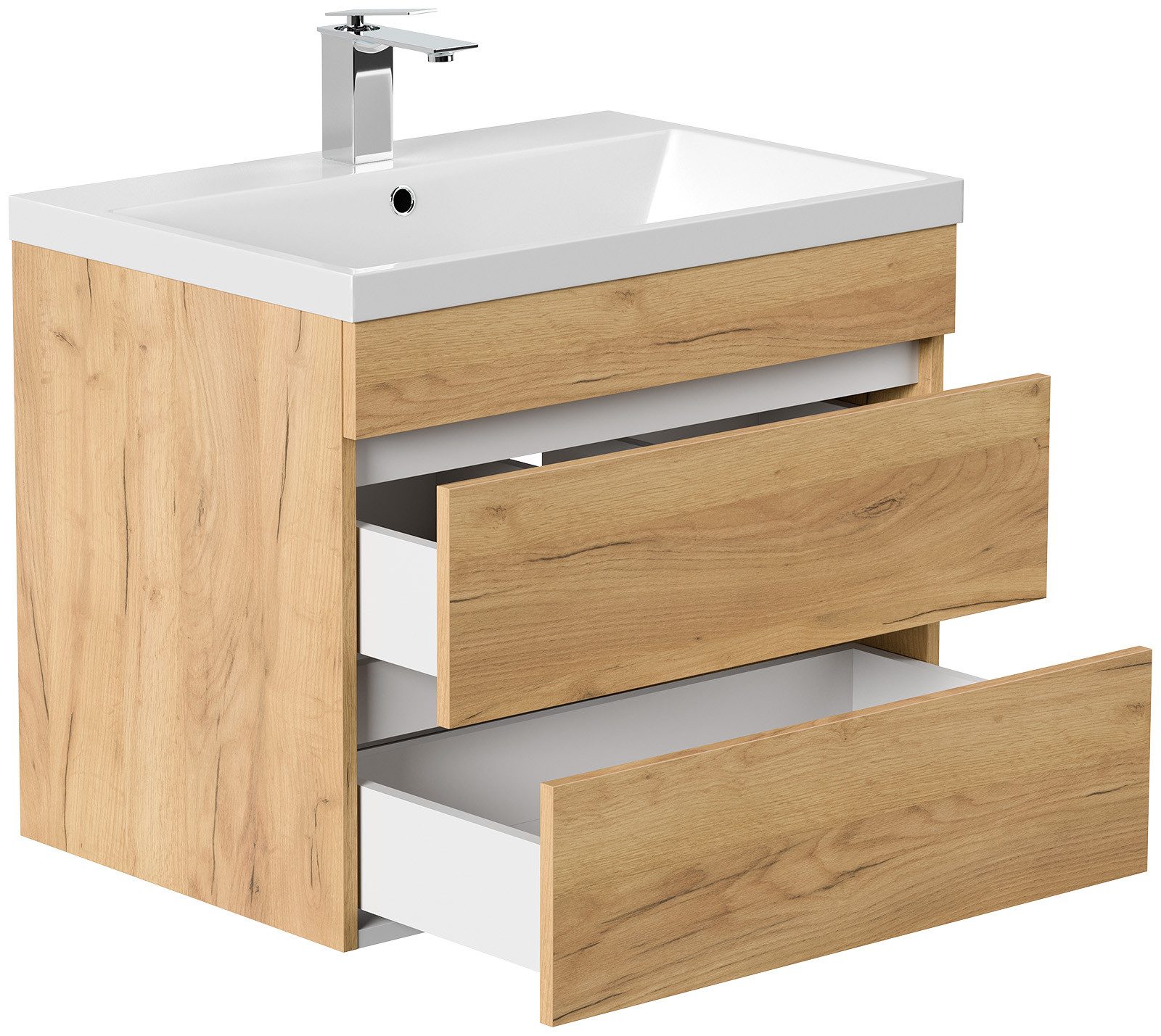 Magnolia Home Waschtisch Badmöbel Via 70 SoftClose eiche gold mit grifflosen Schubladen