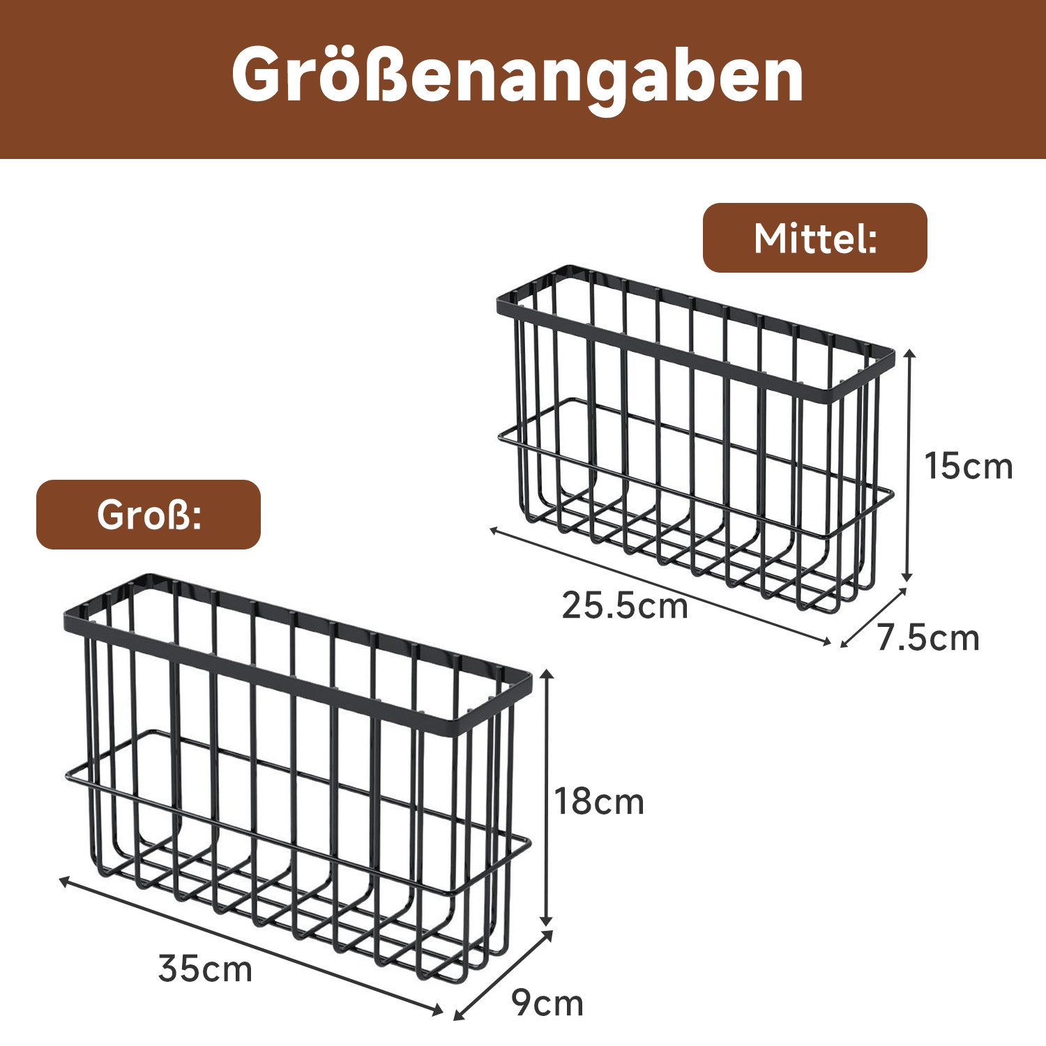 Refined Living Küchenorganizer-Set 2 tlg Küchenschrank Organizer, Ablageregal, Gewürzregal Selbstklebend, (mit Haken, Küchen- und Duschregal-Set Duschkorb Badre – Bild 2 von 5