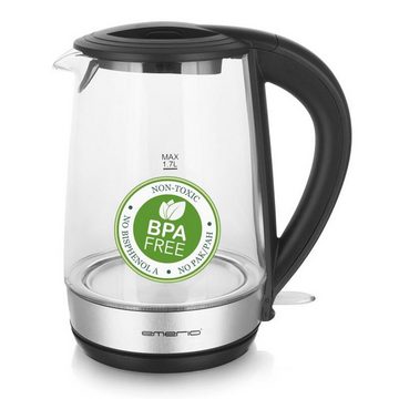 Emerio Wasserkocher Glas Wasserkocher 1,7L LED Beleuchtung Kabellos Erwärmen Tee Kettle Kü