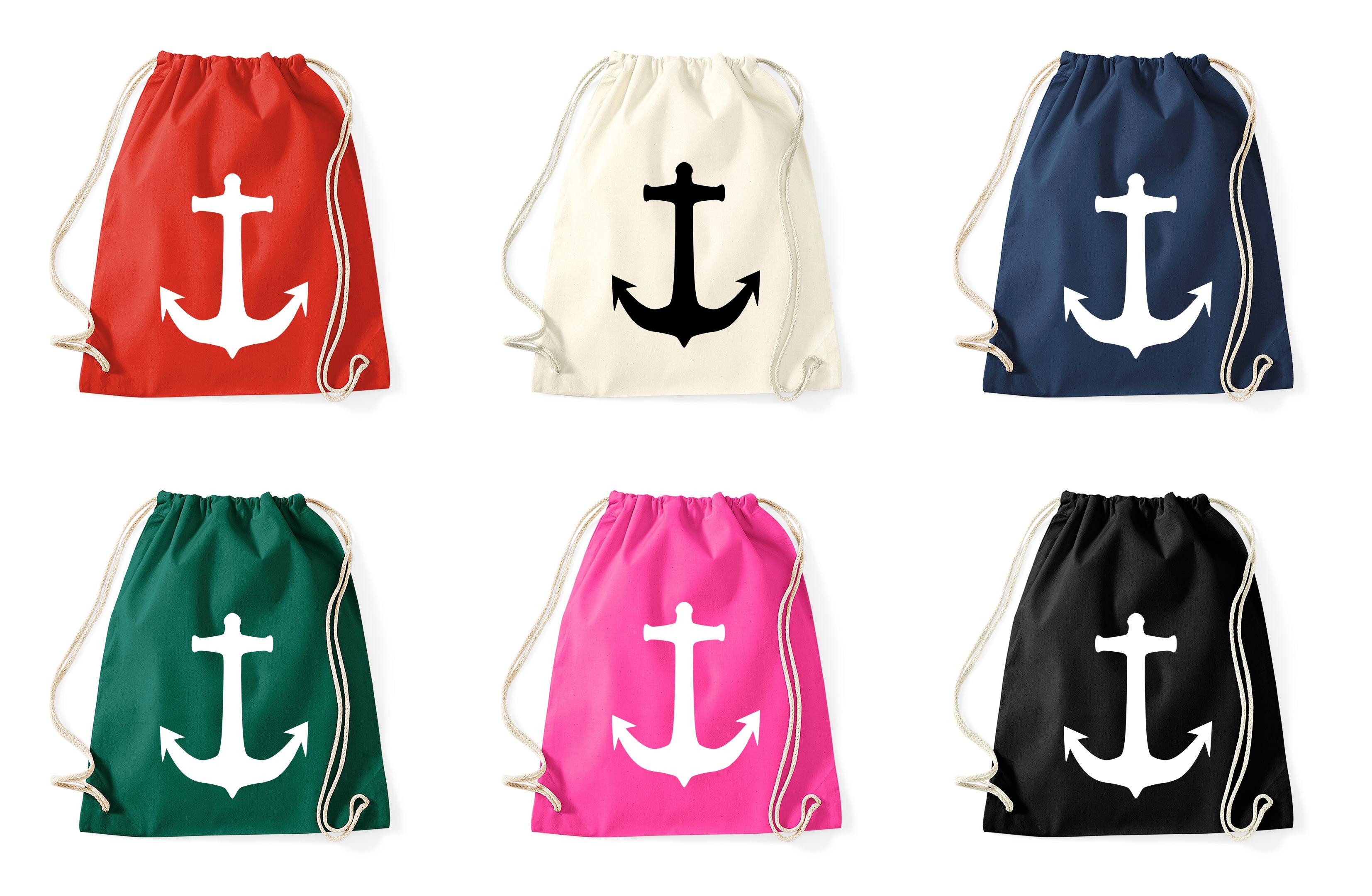 Blondie & Brownie Turnbeutel Maritimer Turnbeutel Anker Baumwolle Freizeit Sport Tasche Komfort (Einzelstück, Einzelartikel), Turnbeutel Anker Baumwolle Sportbeutel maritim Freizeit Tasche Uni