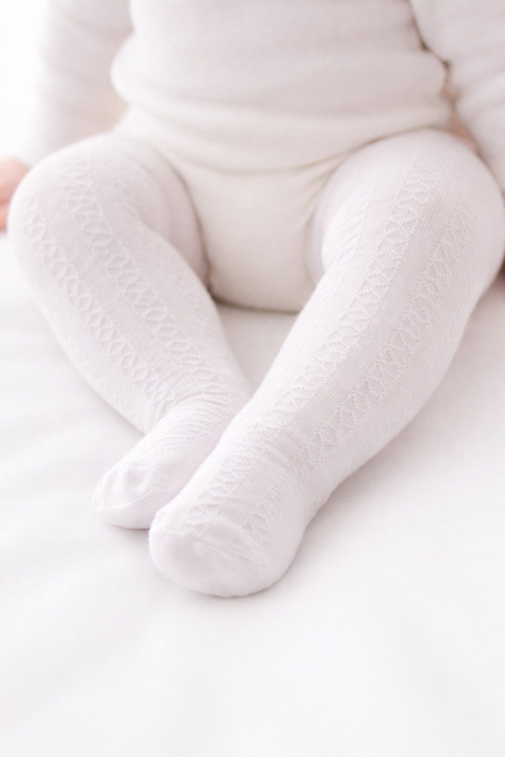 La Bortini Strumpfhose Baby Strumpfhose in Weiß mit Muster festlich für Taufe