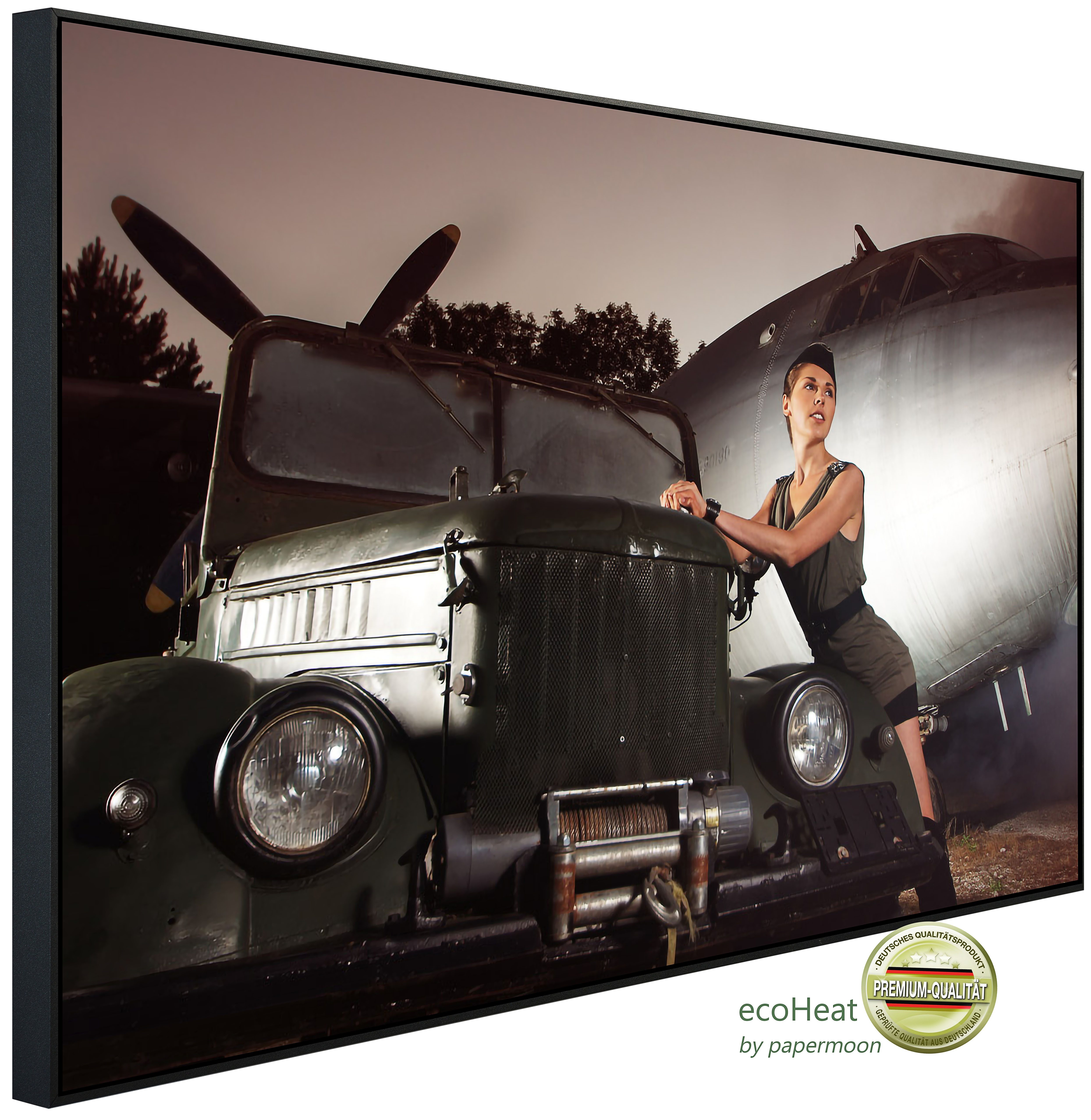 Papermoon Infrarotheizung INFRAROT-BILD-HEIZUNG, Militärauto und Flugzeug, TÜV-Rheinland/GS zertifiziert, angenehme Strahlungswärme