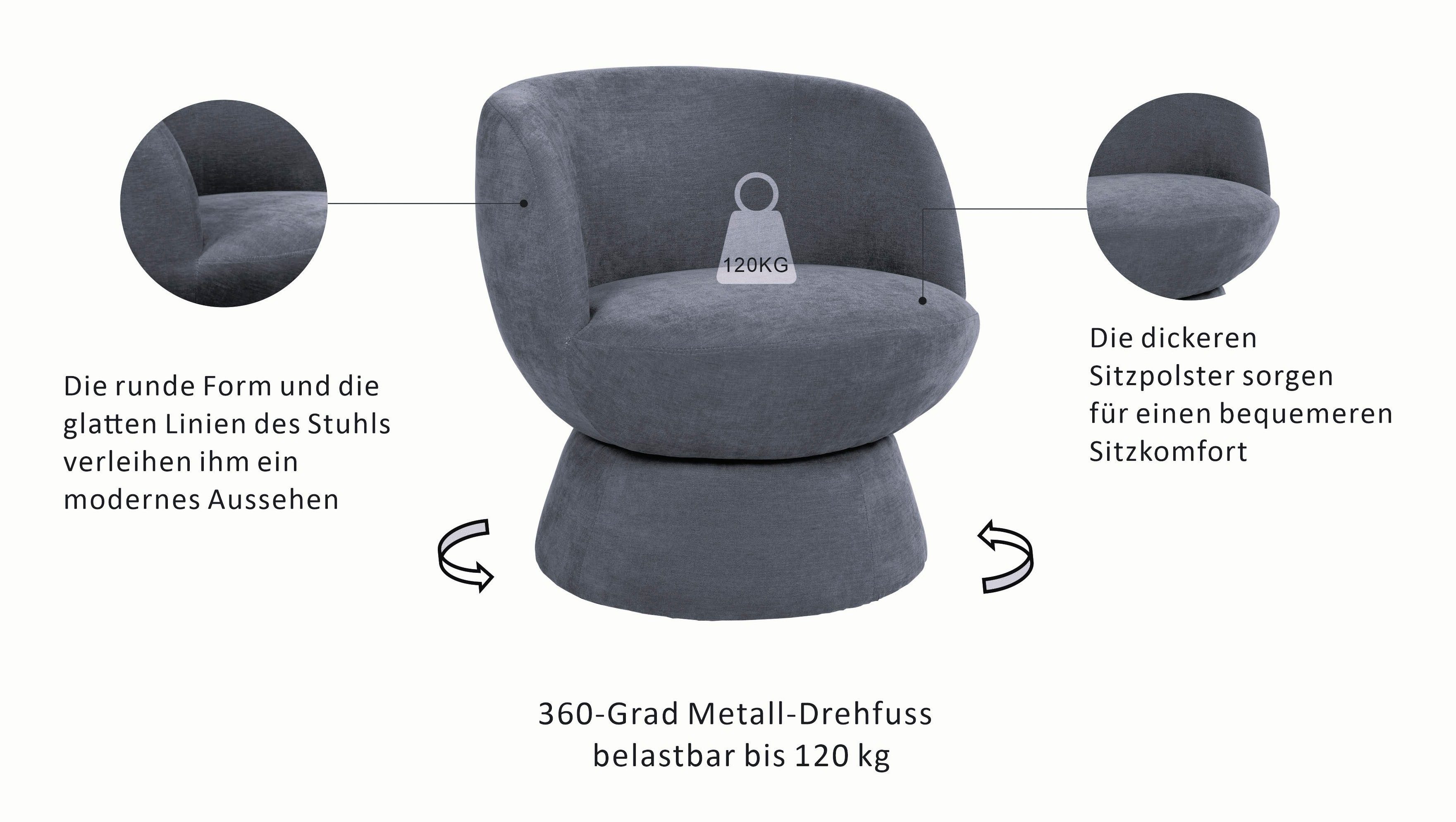 OTTO home Drehsessel ZAZZA Lese-Sessel, TV-Sessel, Loungesessel, 360° drehbar, feiner Struktur-Bezug – Bild 3 von 5