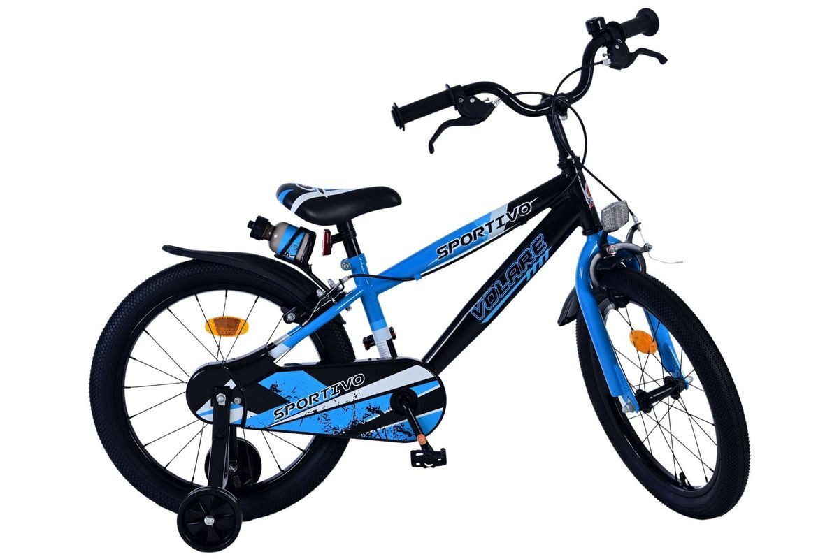 Volare Kinderfahrrad 18 Zoll Kinder Fahrrad Kinderfahrrad MTB Rad Bike Sportivo Blau 51863, 1 Gang, Seitenständer, Schutzbleche, Trinkflasche, Kettenschutz