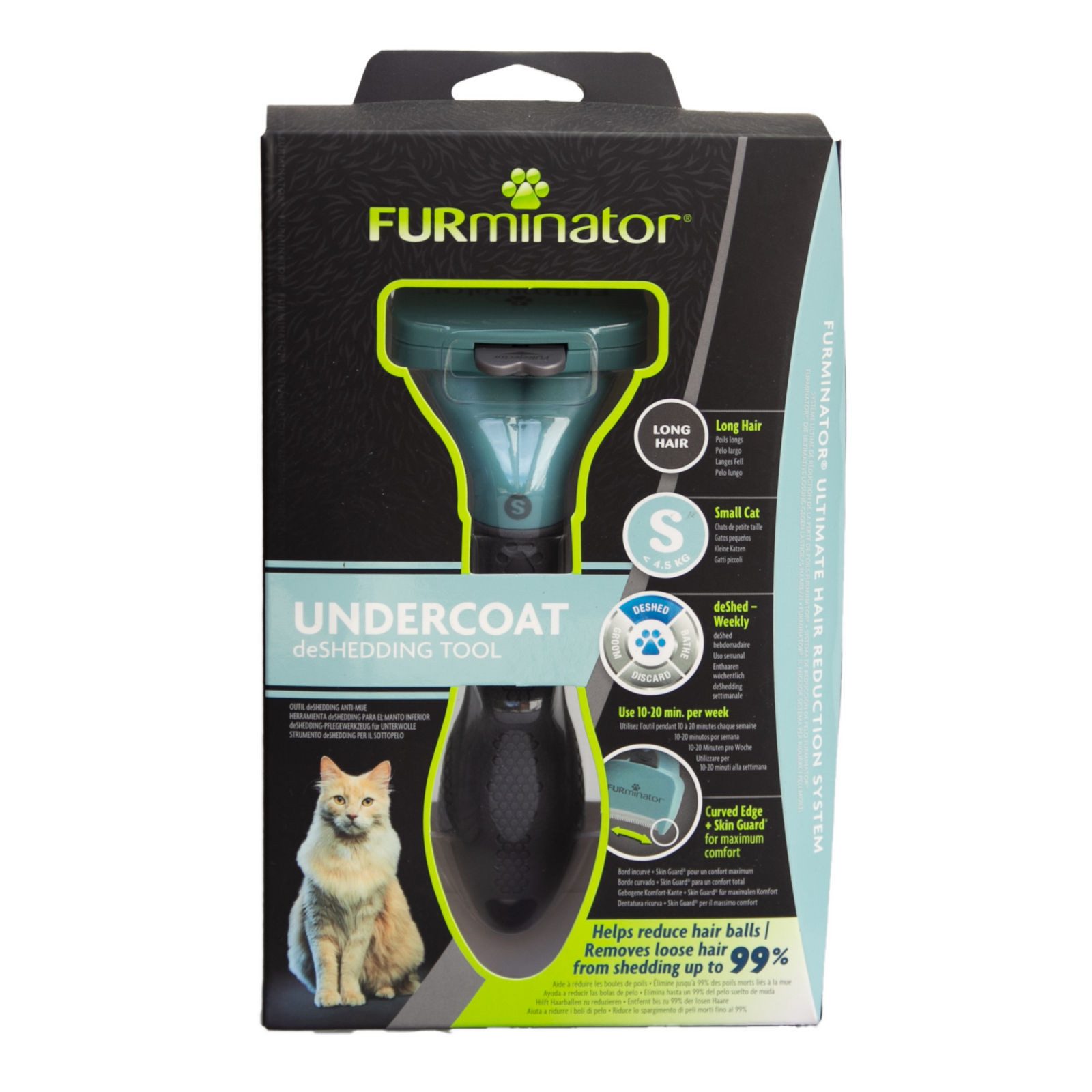 FURminator Fellbürste für langhaarige kleine Katzen, deShedding Pflege Werkzeug