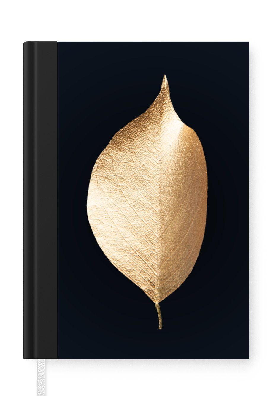 MuchoWow Notizbuch Blätter - Gold - Schwarz - Pflanzen - Luxus, Journal, Merkzettel, Tagebuch, Notizheft, A5, 98 Seiten, Haushaltsbuch