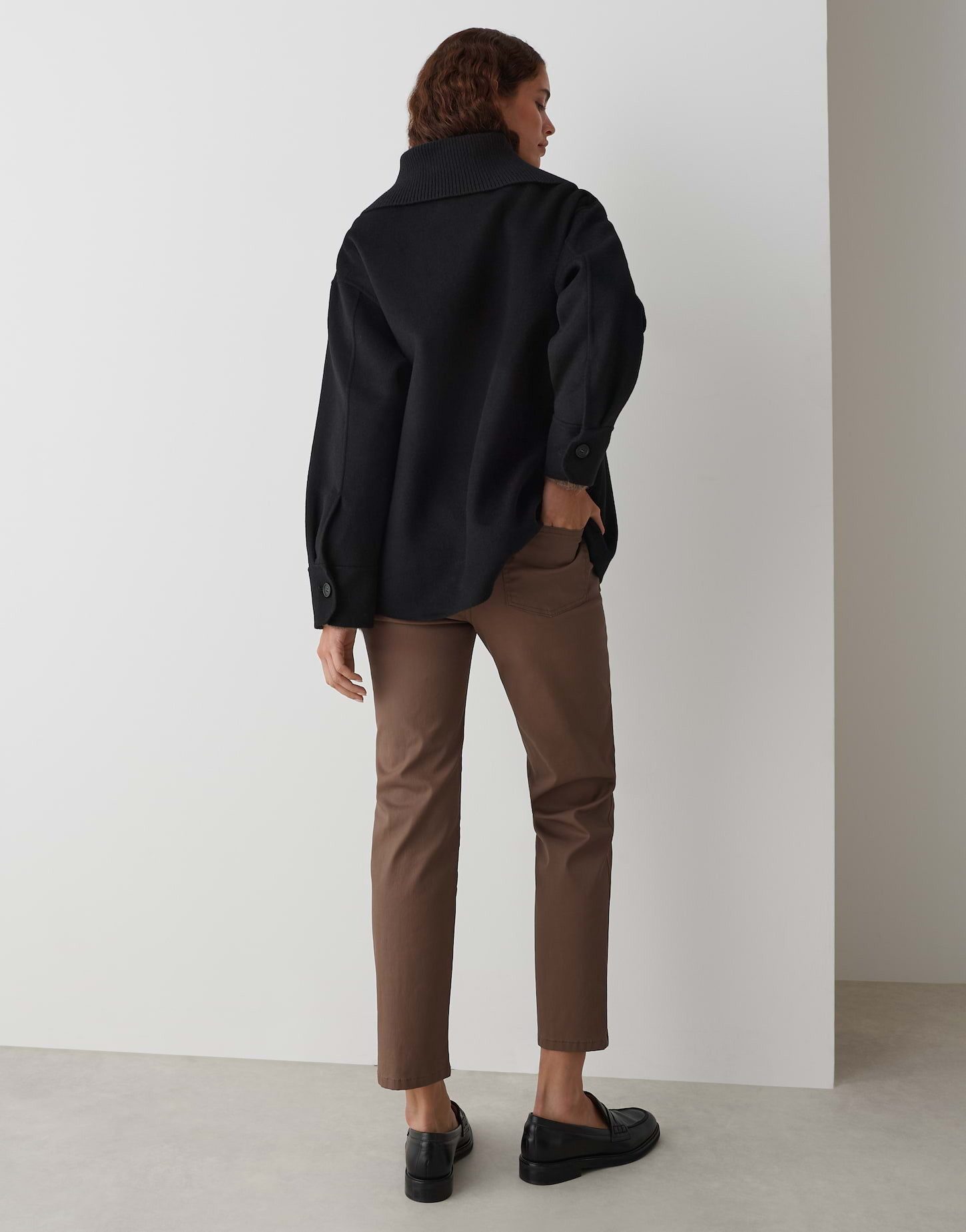 OPUS Wolljacke JOSIA mit breitem Strickkragen überschnittene Schulter mit Langarm, aufgesetzte Taschen vorne