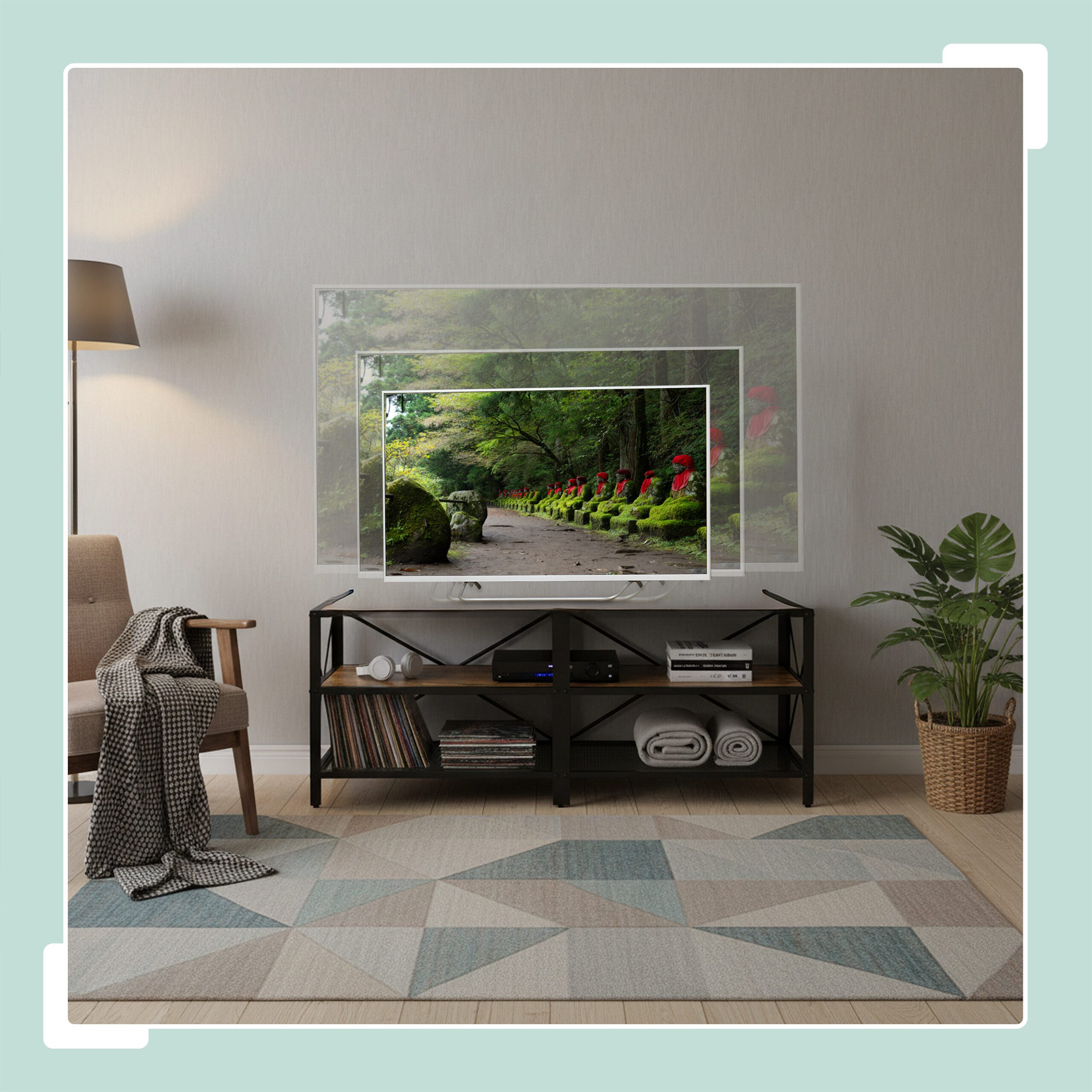 relaxdays TV-Bank TV Lowboard 4 Fächer, 140 cm