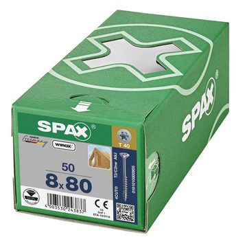SPAX Spanplattenschraube Holzbauschraube, (Stahl weiß verzinkt, 50 St), 8x80 mm