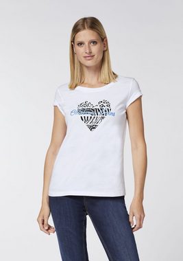 Oklahoma Jeans Print-Shirt mit Herz-Motiv und Logo-Schriftzug