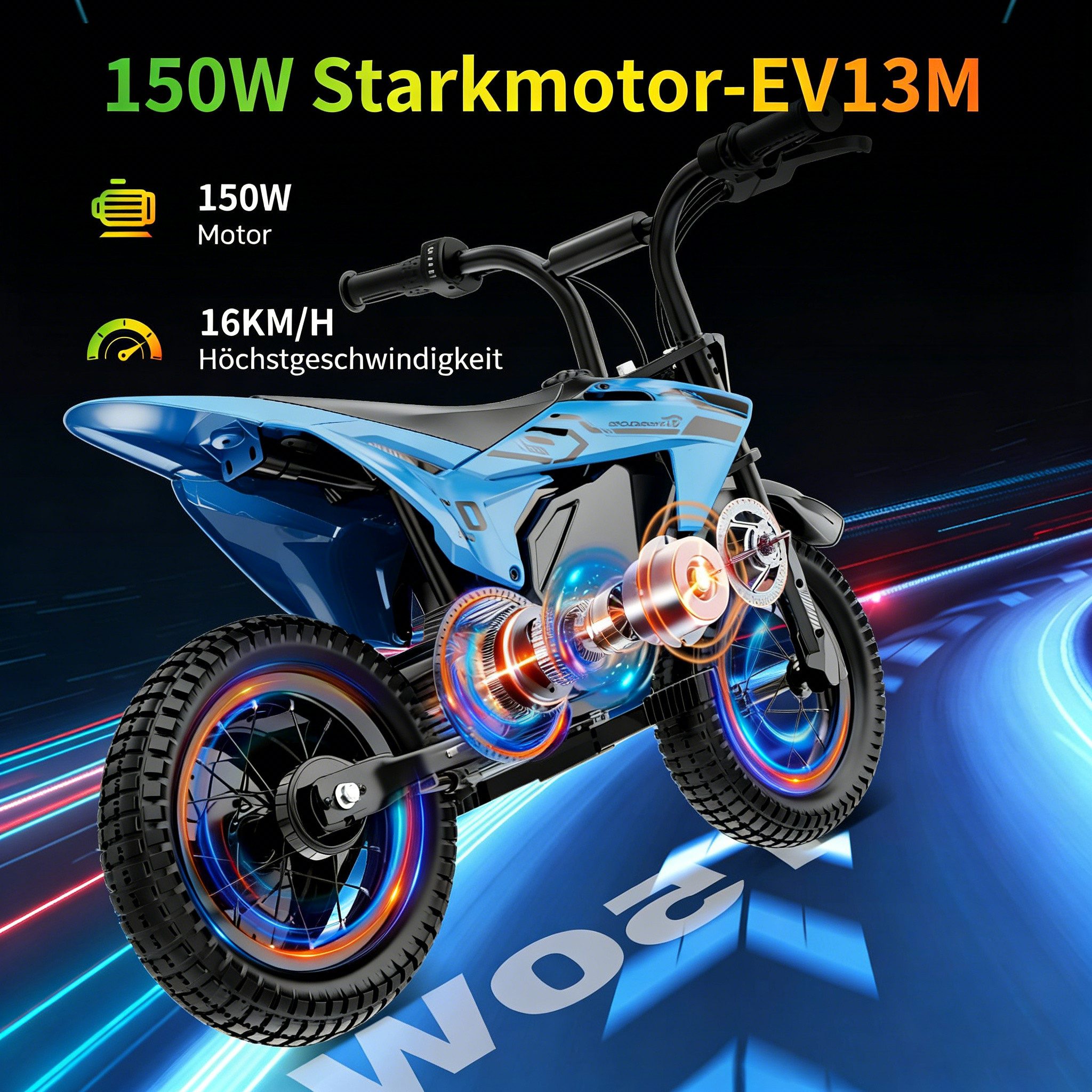 EVERCROSS TECH Elektro-Kindermotorrad Elektro Motorrad mit 150W Motor, 12 Zoll Luftreifen, 5,2AH, MAX 10KM Lange Reichweite, Elektromotorrad für Kinder