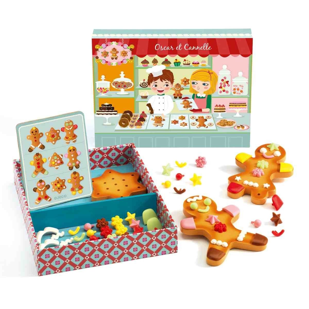 DJECO Spielküche Holzspielset Lebkuchenmännchen zum Dekorieren, Kinder ab 3 Jahren